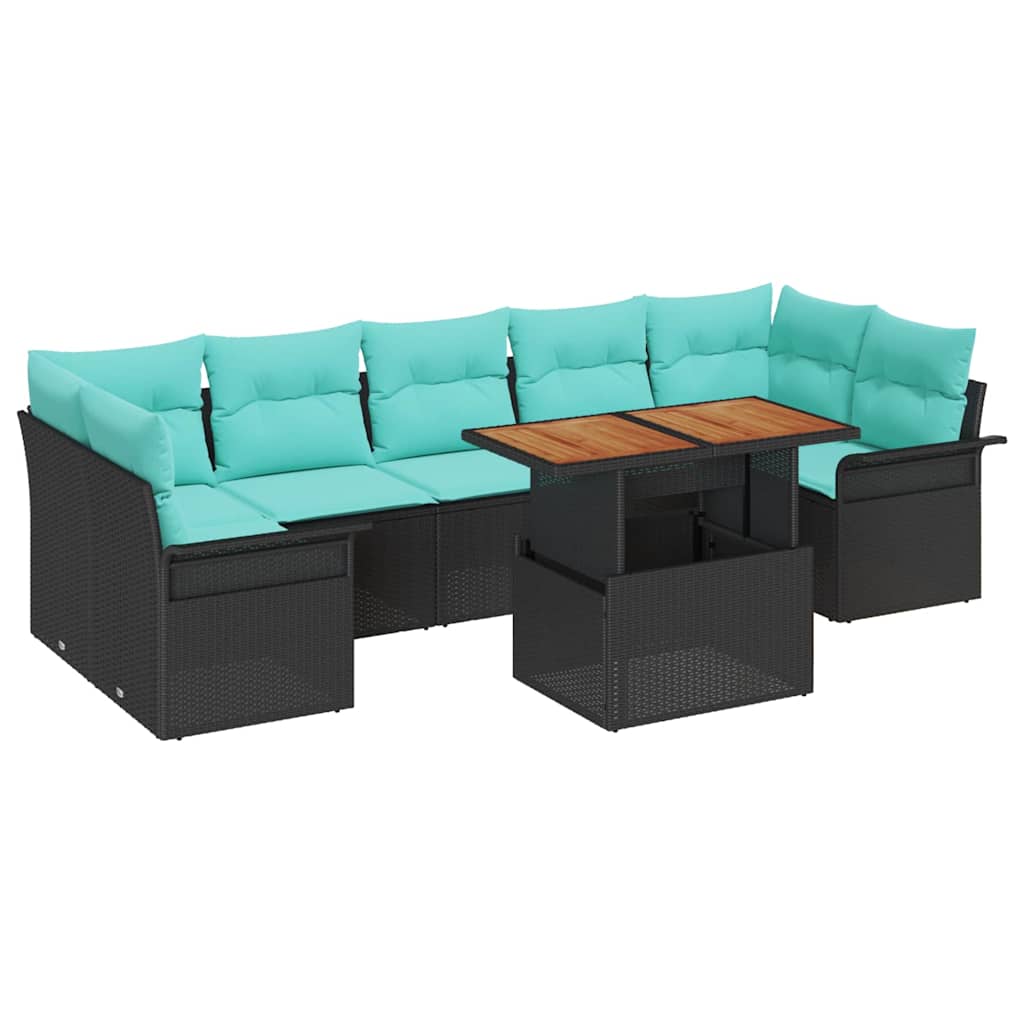 vidaXL Zestaw Sof na Ogród z przechowywaniem 8 pcs Czarny Polirattan