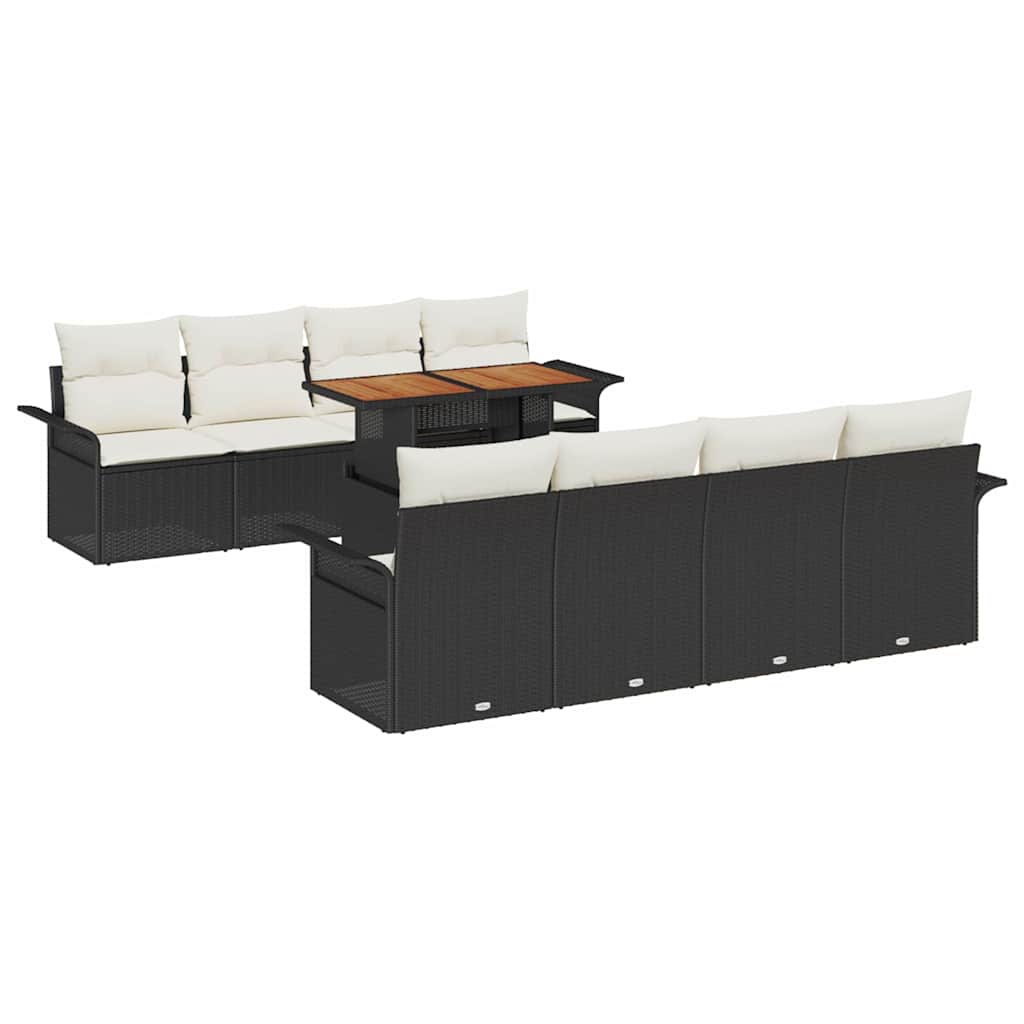 vidaXL Zestaw Sof na Ogród z przechowywaniem 9 pcs Czarny Polirattan