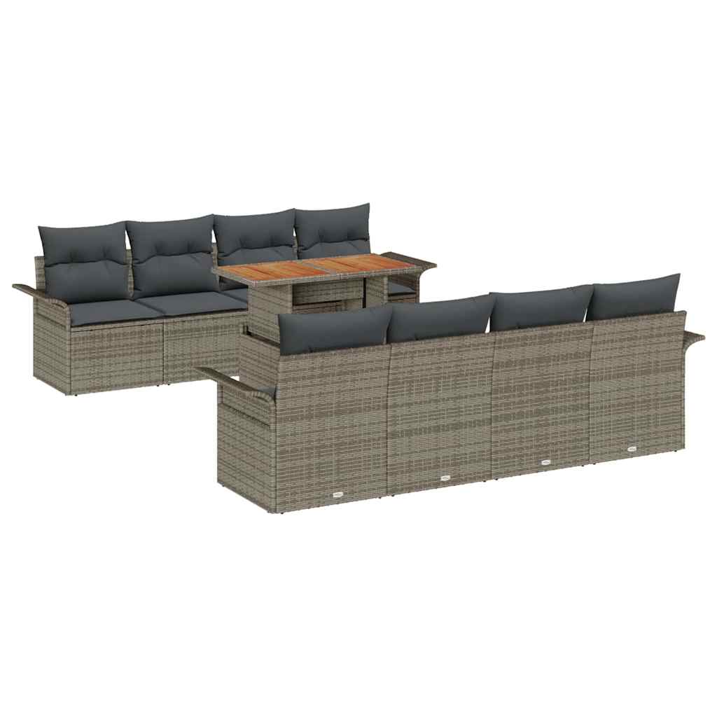 vidaXL Zestaw Sof na Ogród z przechowywaniem 9 pcs Szary Polirattan