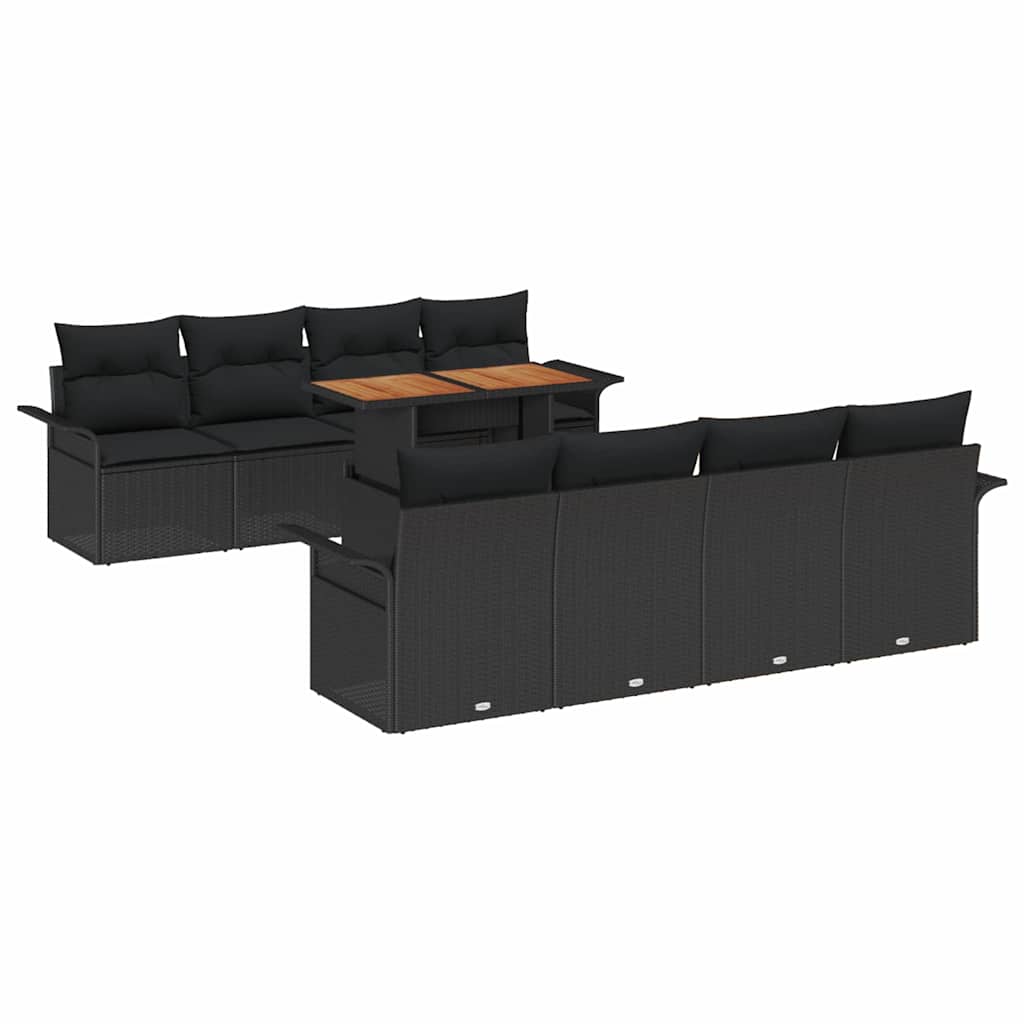 vidaXL Zestaw Sof na Ogród z przechowywaniem 9 pcs Czarny Polirattan