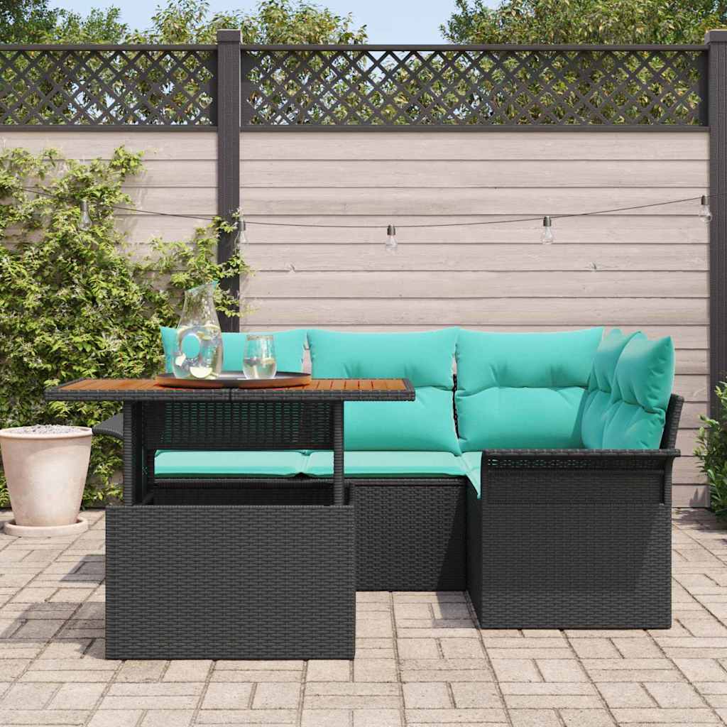 vidaXL Zestaw Sof na Ogród z przechowywaniem 5 pcs Czarny Polirattan