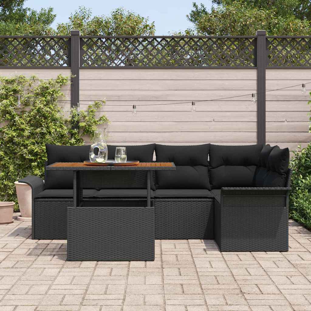 vidaXL Zestaw Sof na Ogród z przechowywaniem 6 pcs Czarny Polirattan