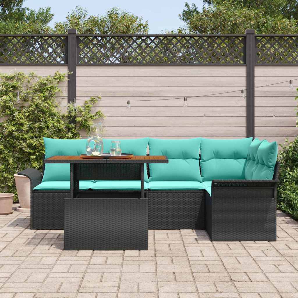 vidaXL Zestaw Sof na Ogród z przechowywaniem 6 pcs Czarny Polirattan