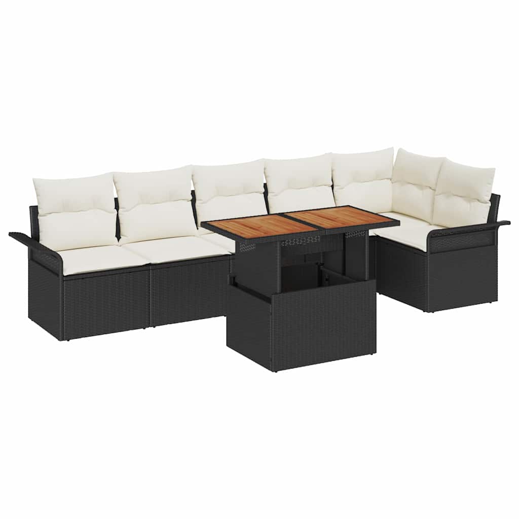 vidaXL Zestaw Sof na Ogród z przechowywaniem 7 pcs Czarny Polirattan