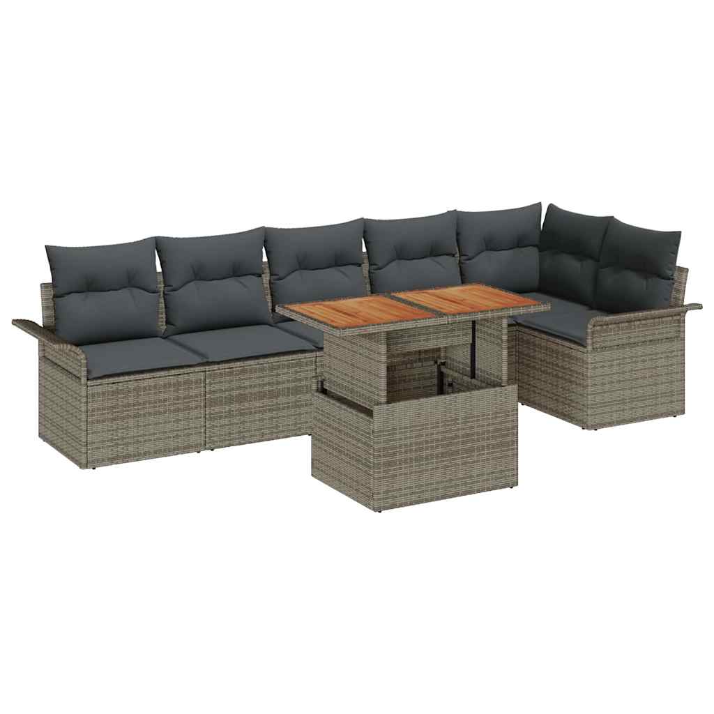 vidaXL Zestaw Sof na Ogród z przechowywaniem 7 pcs Szary Polirattan