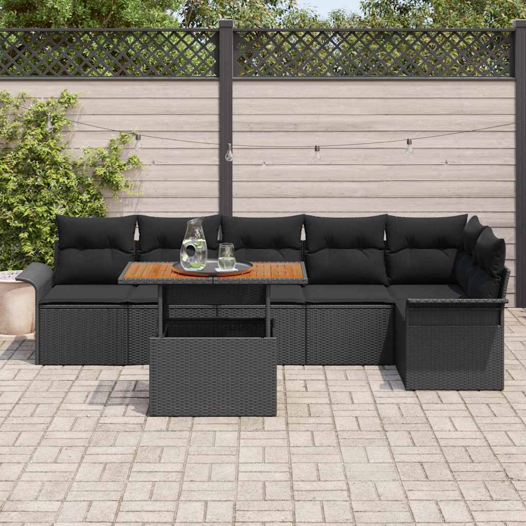 vidaXL Zestaw Sof na Ogród z przechowywaniem 7 pcs Czarny Polirattan