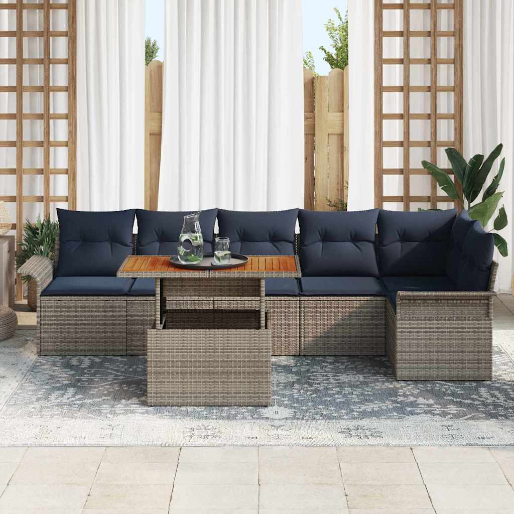 vidaXL Zestaw Sof na Ogród z przechowywaniem 7 pcs Szary Polirattan
