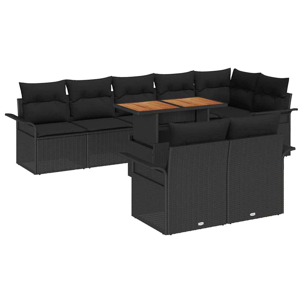 vidaXL Zestaw Sof na Ogród z przechowywaniem 9 pcs Czarny Polirattan