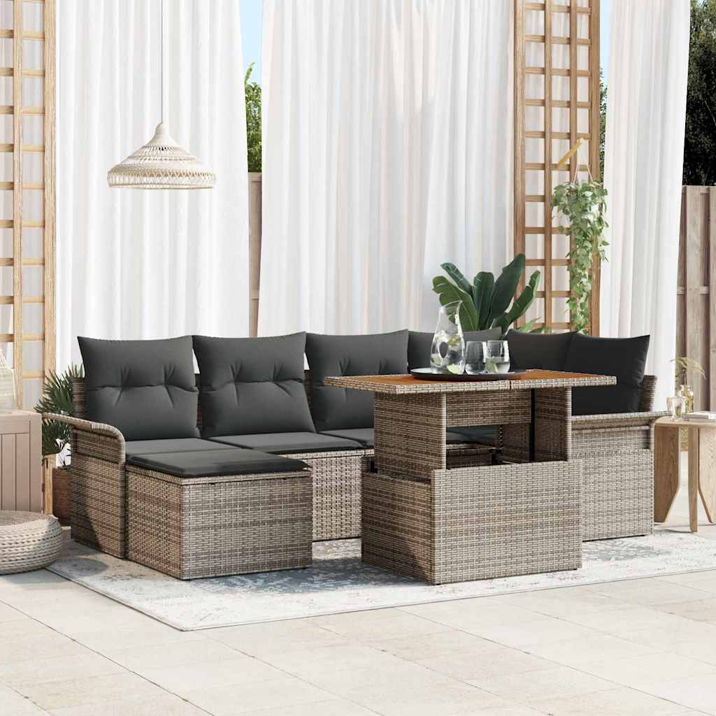 vidaXL Zestaw Sof na Ogród z przechowywaniem 7 pcs Szary Polirattan