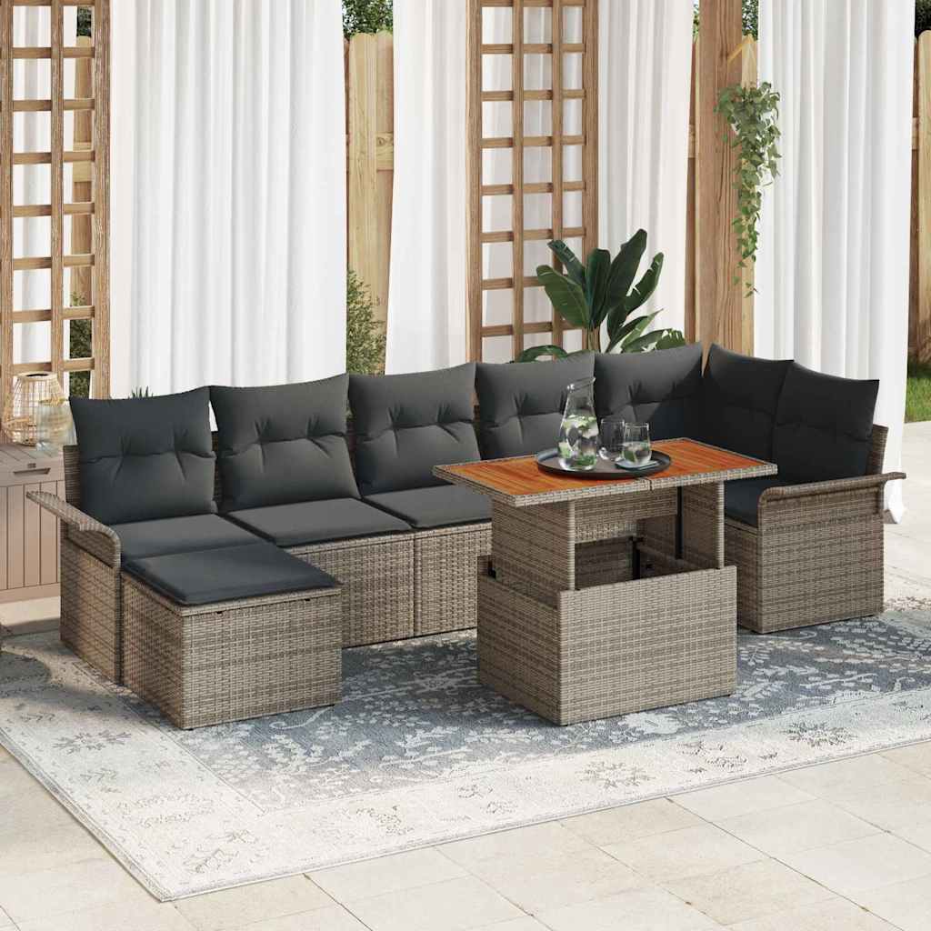 vidaXL Zestaw Sof na Ogród z przechowywaniem 8 pcs Szary Polirattan