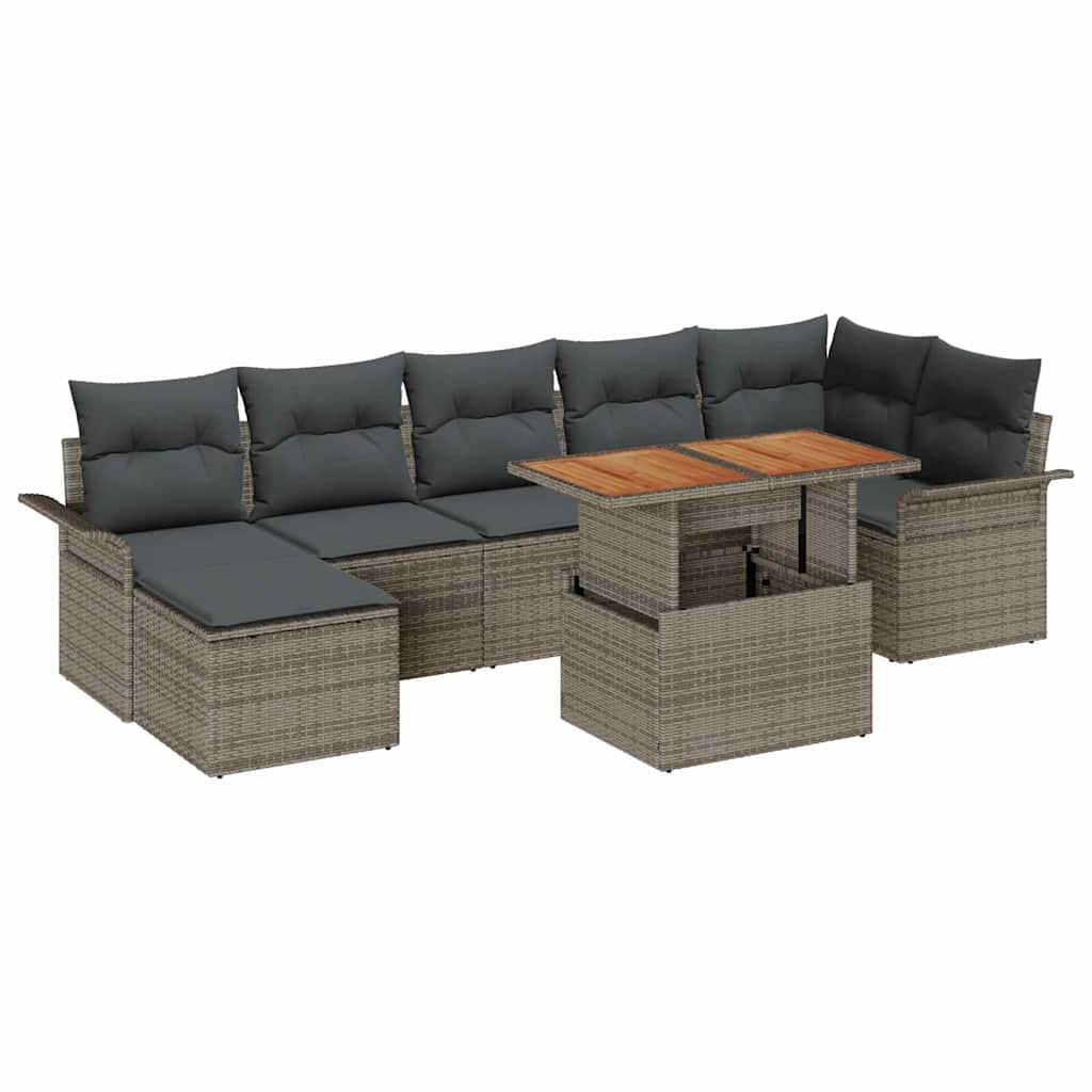 vidaXL Zestaw Sof na Ogród z przechowywaniem 8 pcs Szary Polirattan
