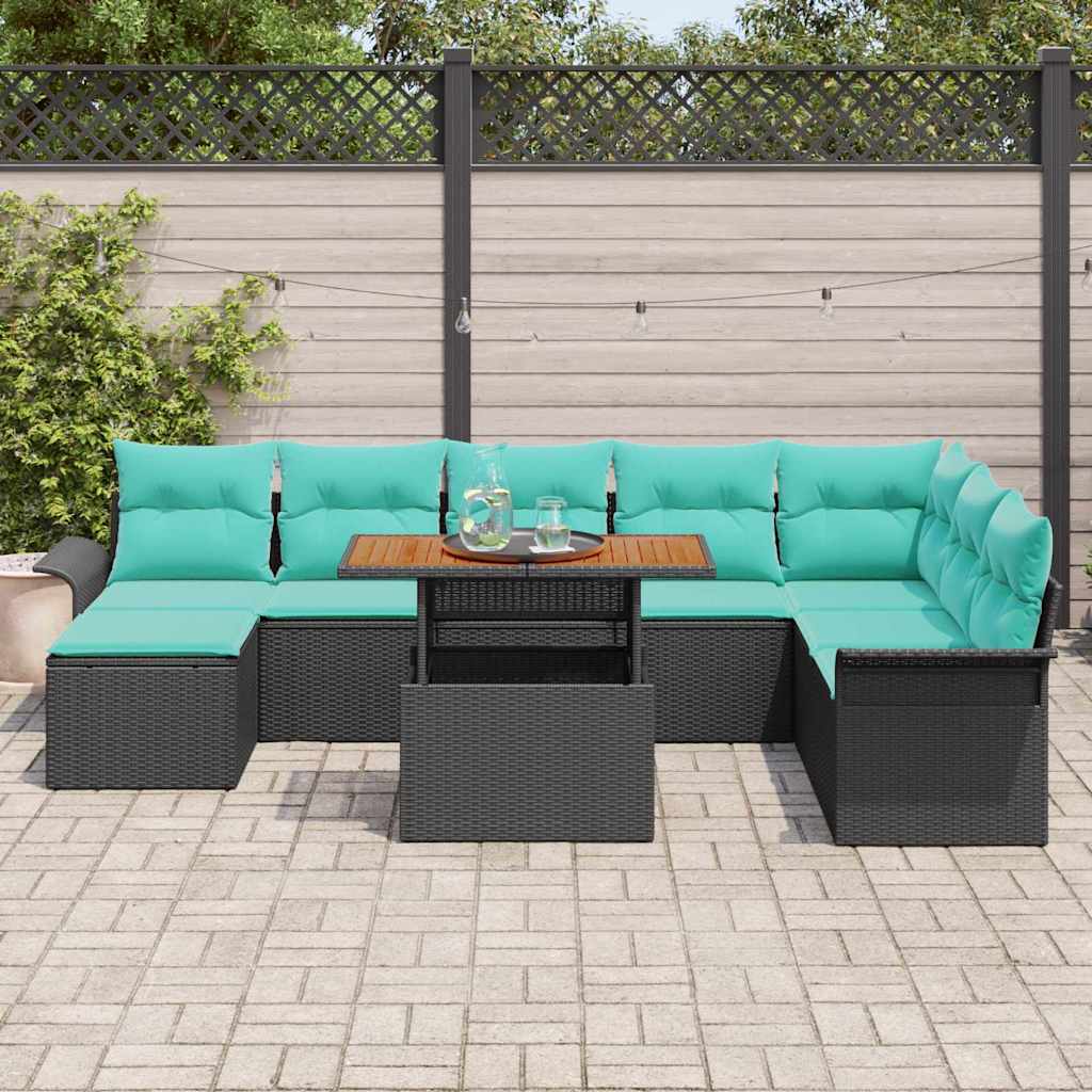 vidaXL Zestaw Sof na Ogród z przechowywaniem 9 pcs Czarny Polirattan
