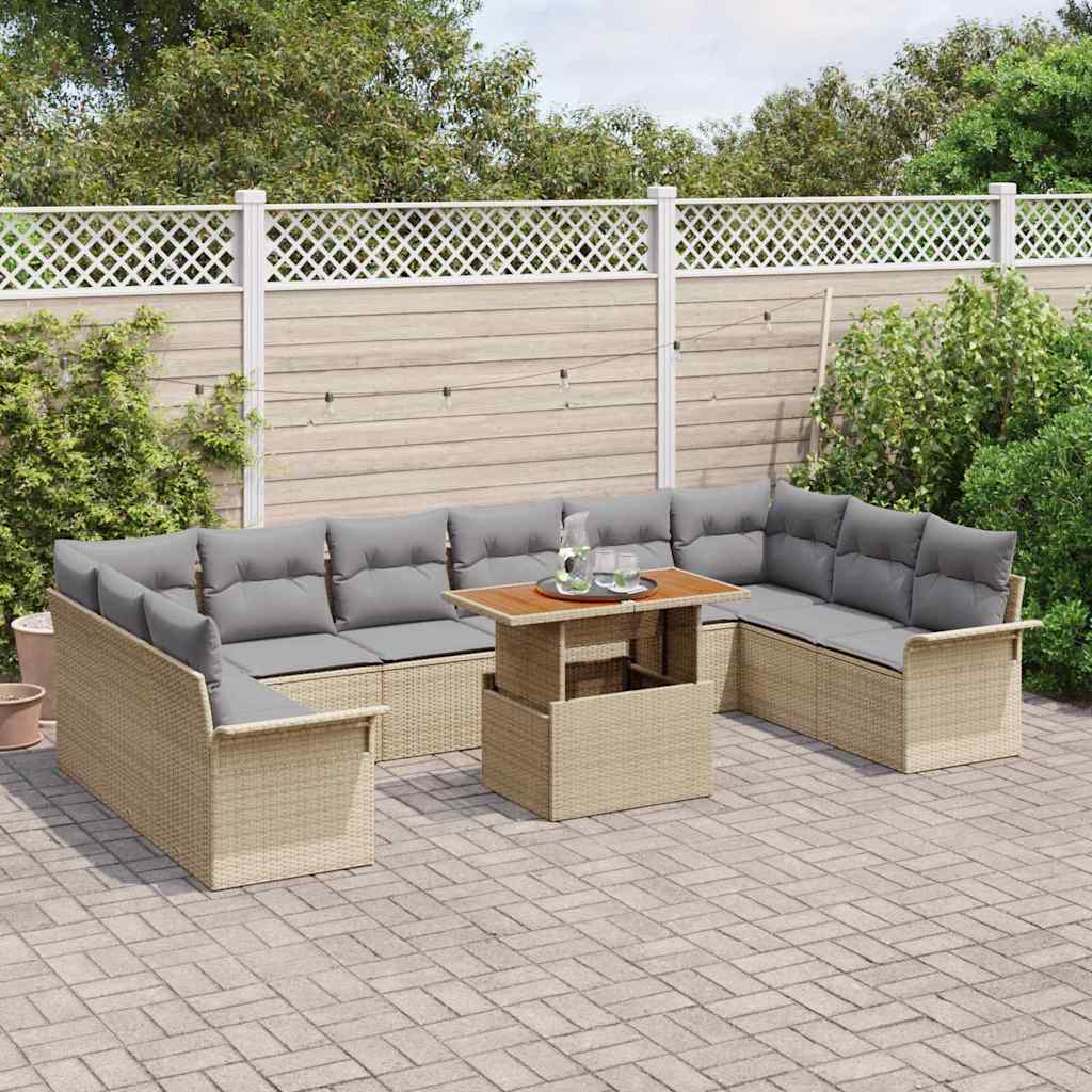 vidaXL Zestaw Sof na Ogród z przechowywaniem 9 pcs Beżowy Polirattan