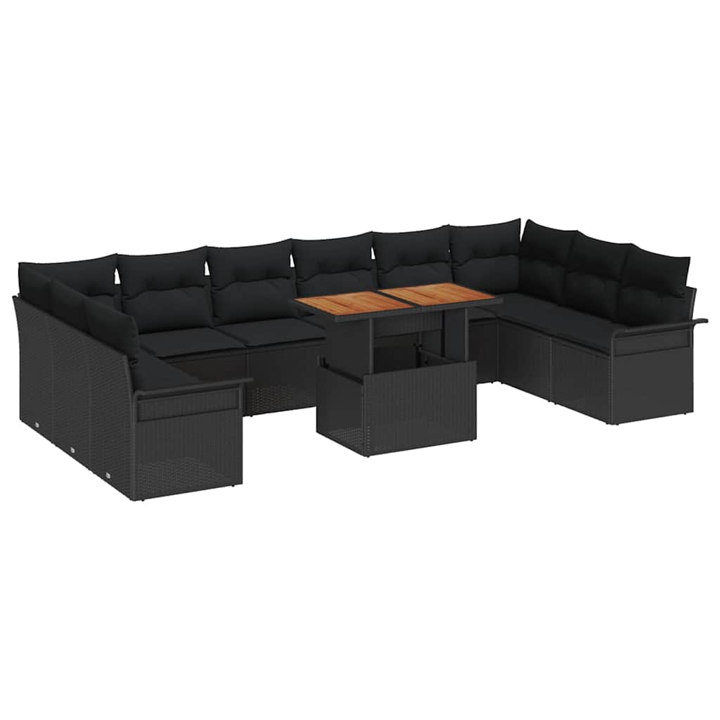 vidaXL Zestaw Sof na Ogród z przechowywaniem 9 pcs Czarny Polirattan