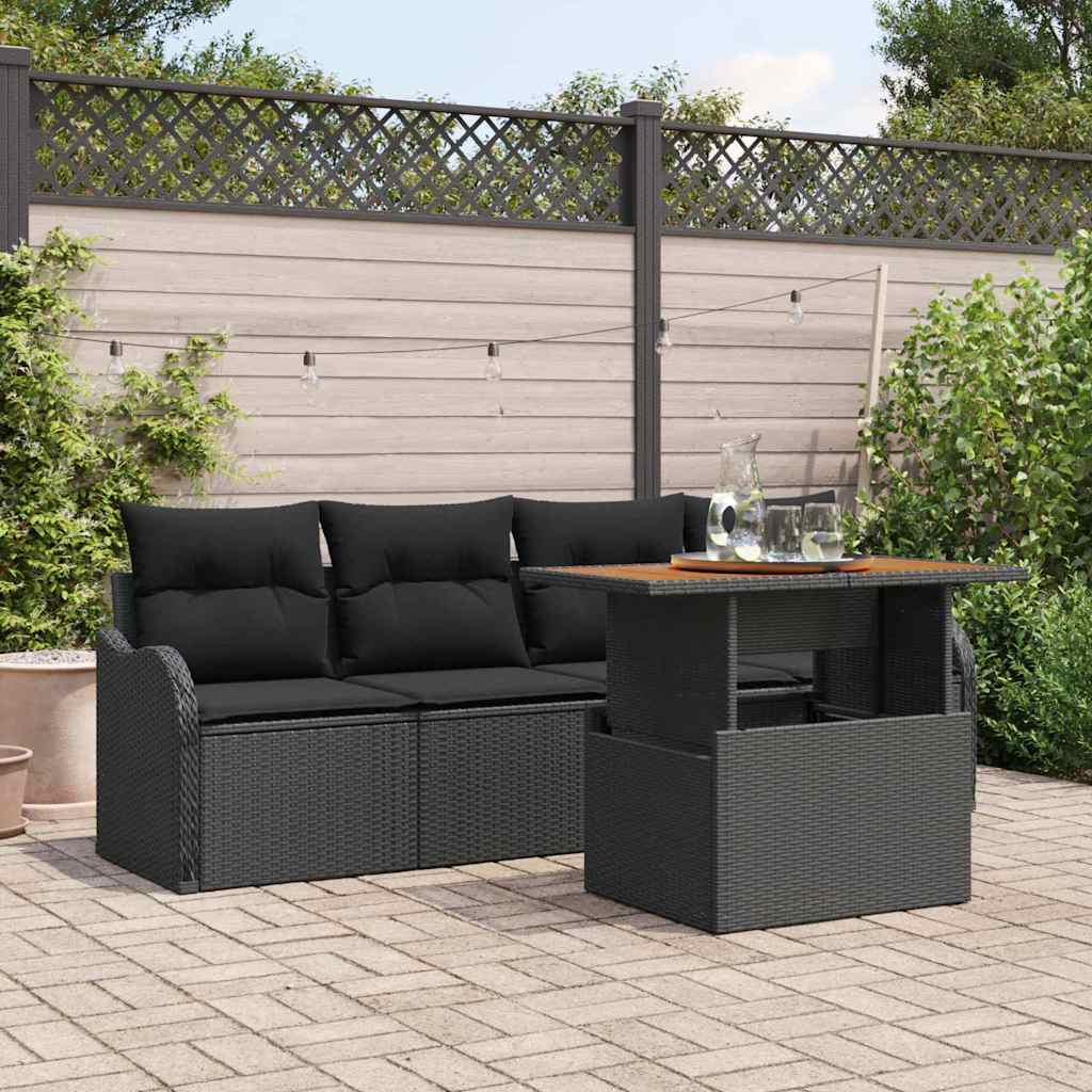vidaXL Zestaw Sof na Ogród z przechowywaniem 5 pcs Czarny polirattan