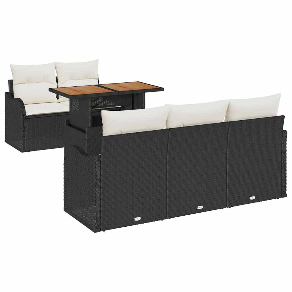 vidaXL Zestaw Sof na Ogród z przechowywaniem 6 pcs Czarny Polirattan