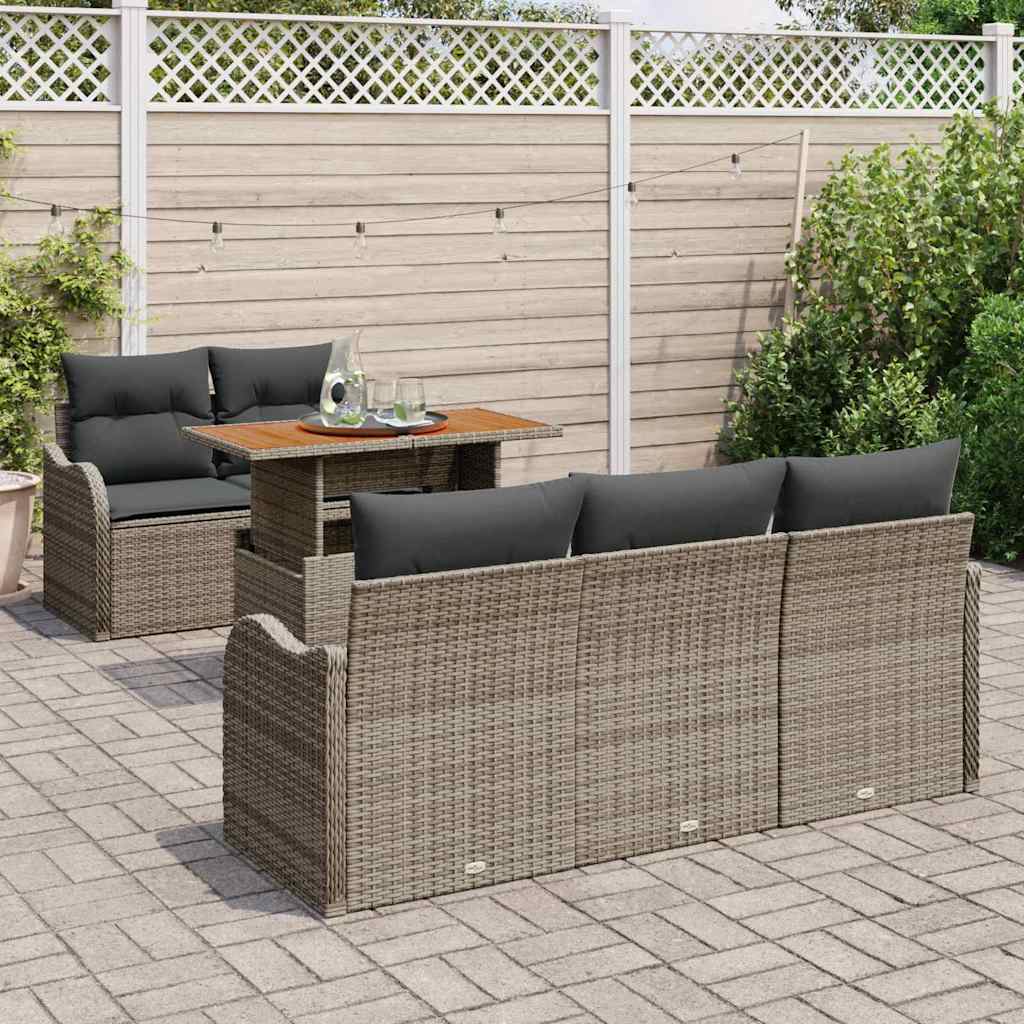 vidaXL Zestaw Sof na Ogród z przechowywaniem 6 pcs Szary Polirattan