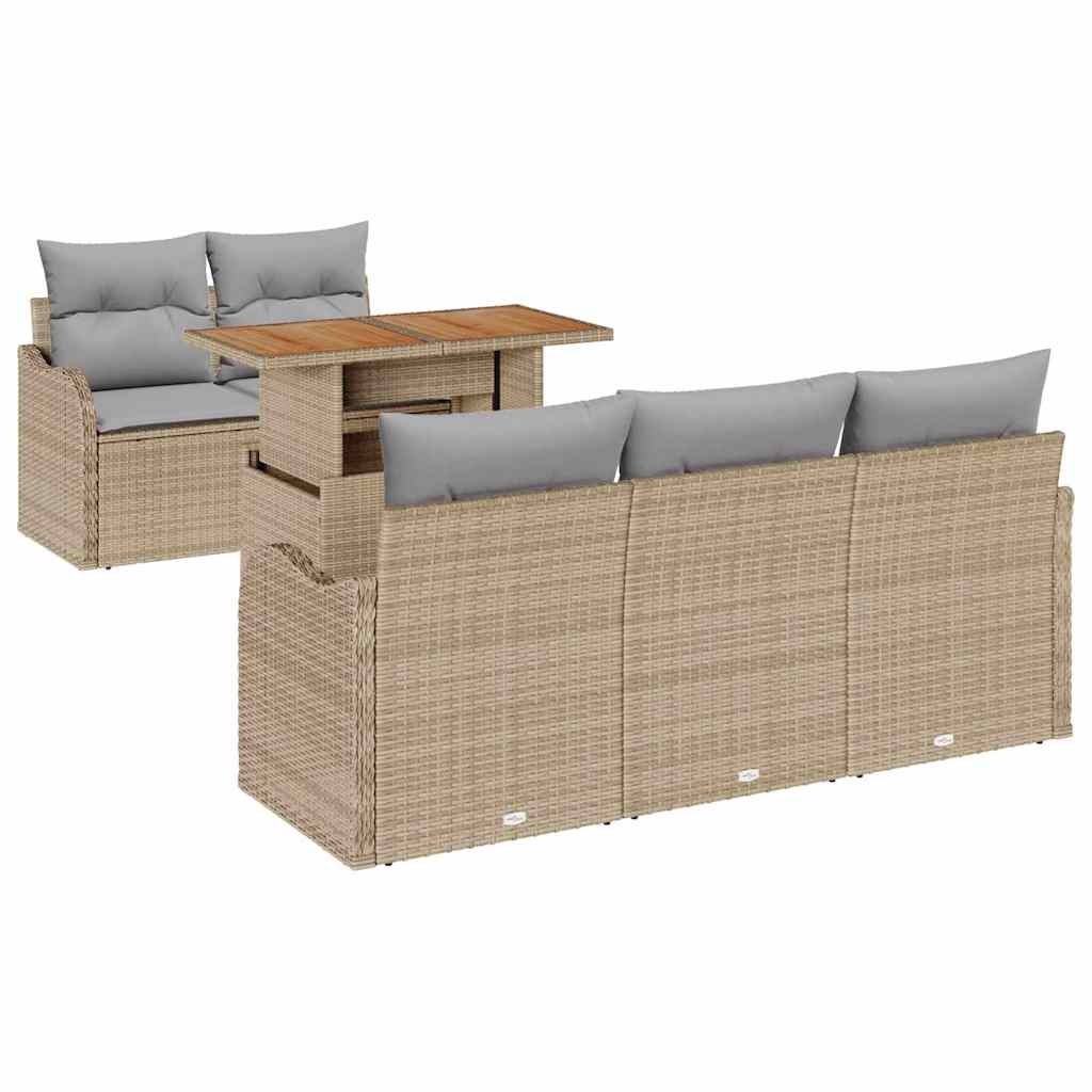 vidaXL Zestaw Sof na Ogród z przechowywaniem 6 pcs Beżowy Polirattan