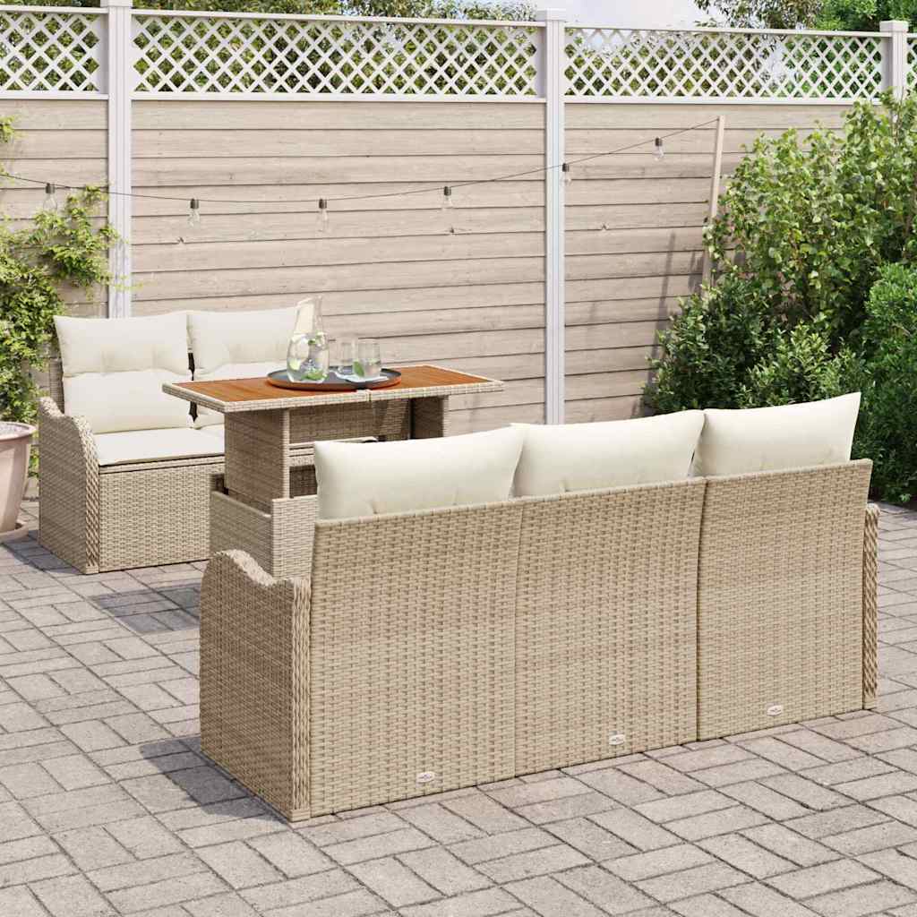 vidaXL Zestaw Sof na Ogród z przechowywaniem 6 pcs Beżowy Polirattan
