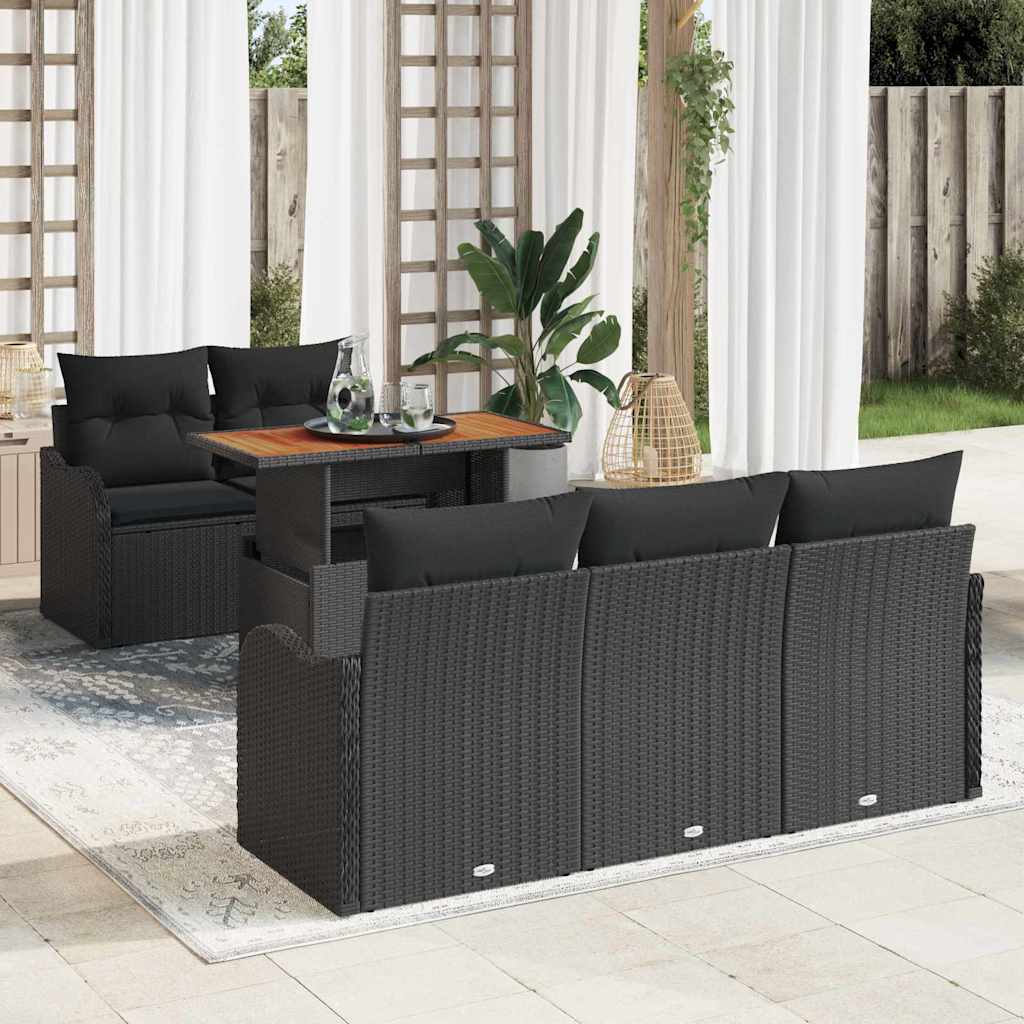 vidaXL Zestaw Sof na Ogród z przechowywaniem 6 pcs Czarny Polirattan