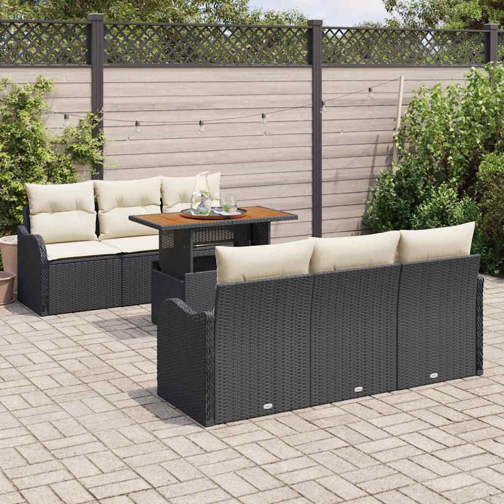 vidaXL Zestaw Sof na Ogród z przechowywaniem 7 pcs Czarny Polirattan