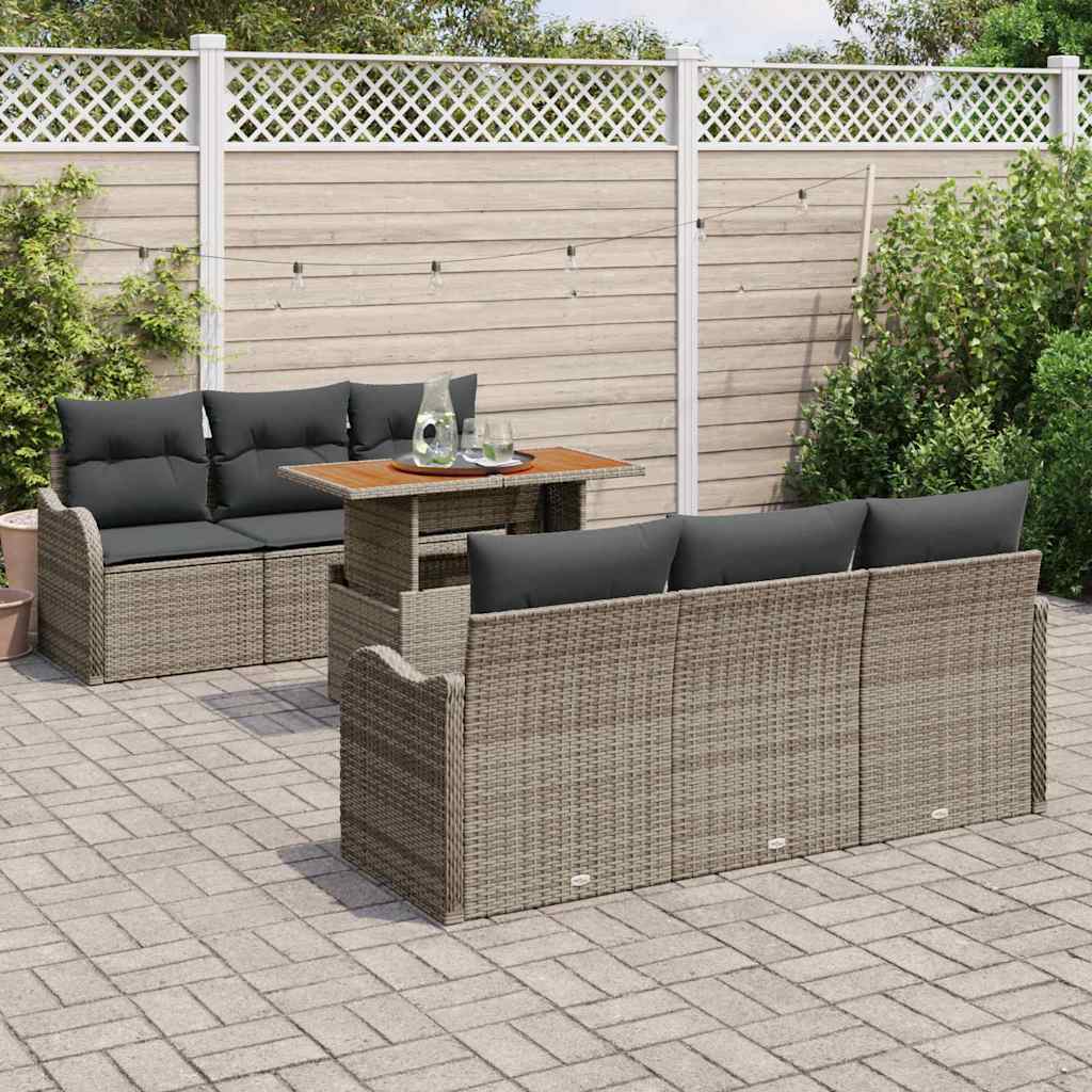 vidaXL Zestaw Sof na Ogród z przechowywaniem 7 pcs Szary Polirattan