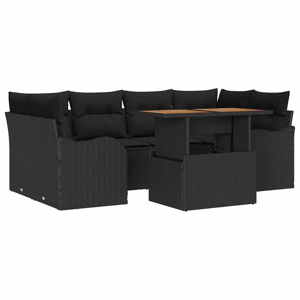 vidaXL Zestaw Sof na Ogród z przechowywaniem 7 pcs Czarny Polirattan