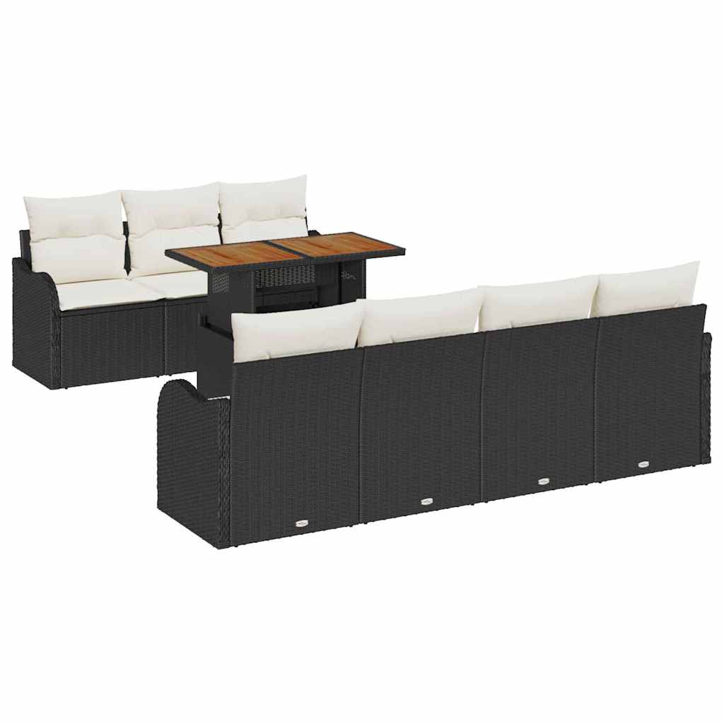 vidaXL Zestaw Sof na Ogród z przechowywaniem 8 pcs Czarny Polirattan