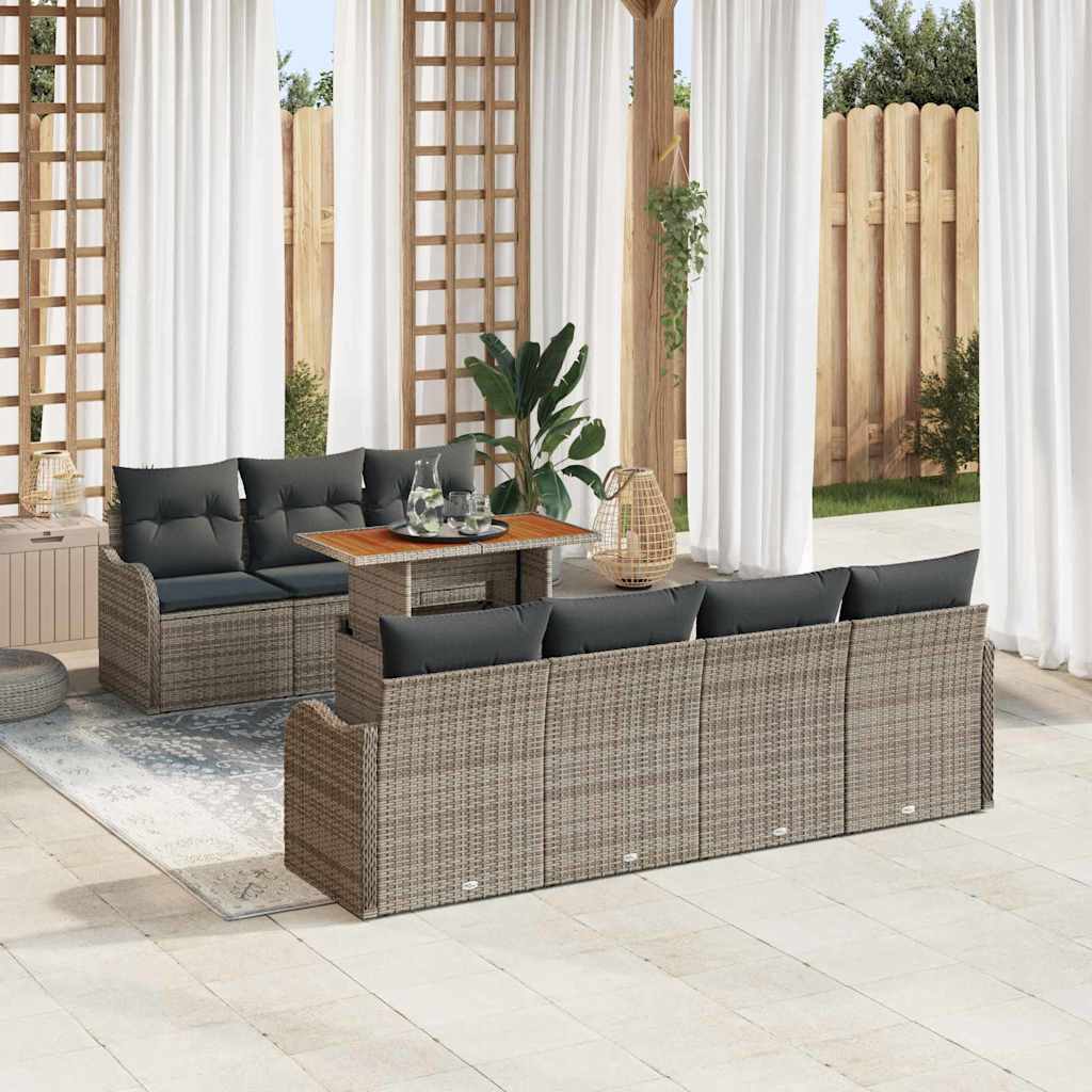 vidaXL Zestaw Sof na Ogród z przechowywaniem 8 pcs Szary Polirattan