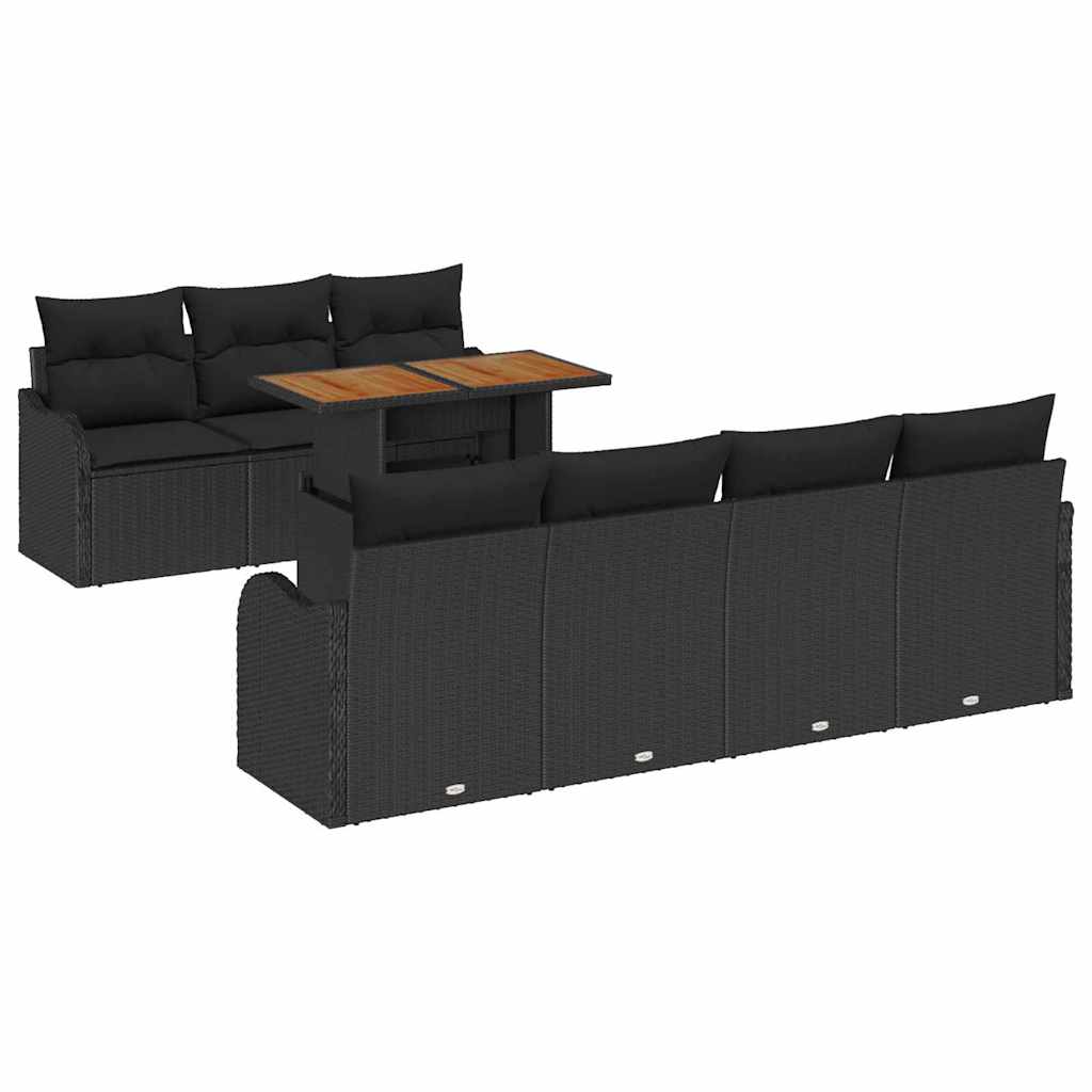 vidaXL Zestaw Sof na Ogród z przechowywaniem 8 pcs Czarny Polirattan