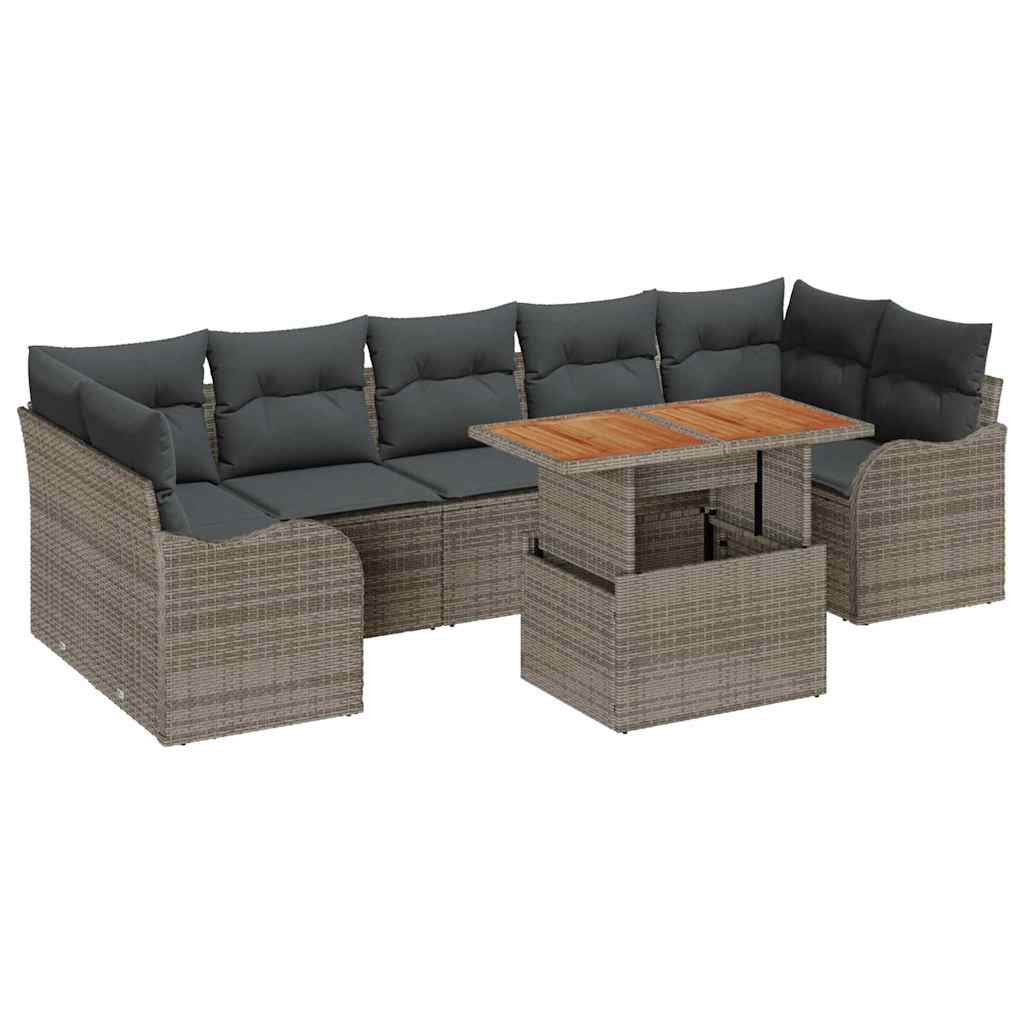 vidaXL Zestaw Sof na Ogród z przechowywaniem 8 pcs Szary Polirattan