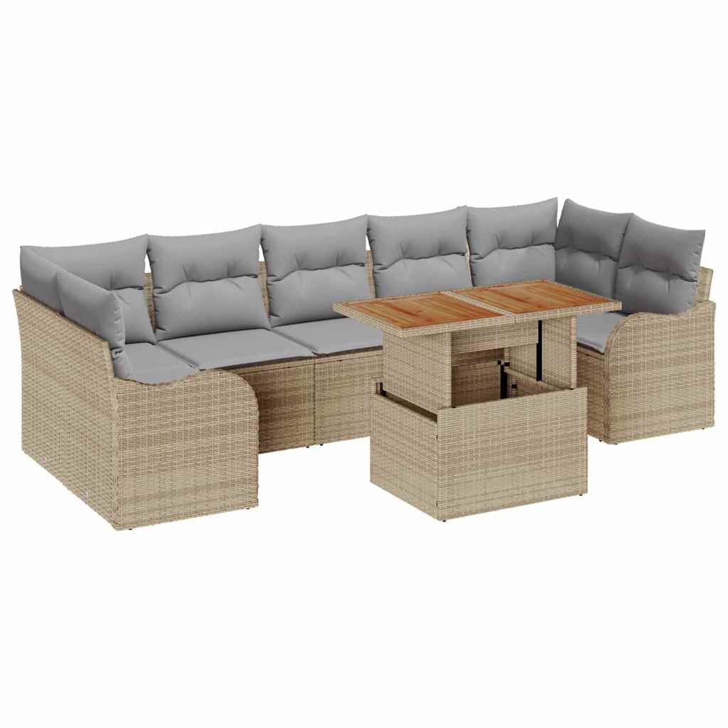 vidaXL Zestaw Sof na Ogród z przechowywaniem 8 pcs Beżowy Polirattan