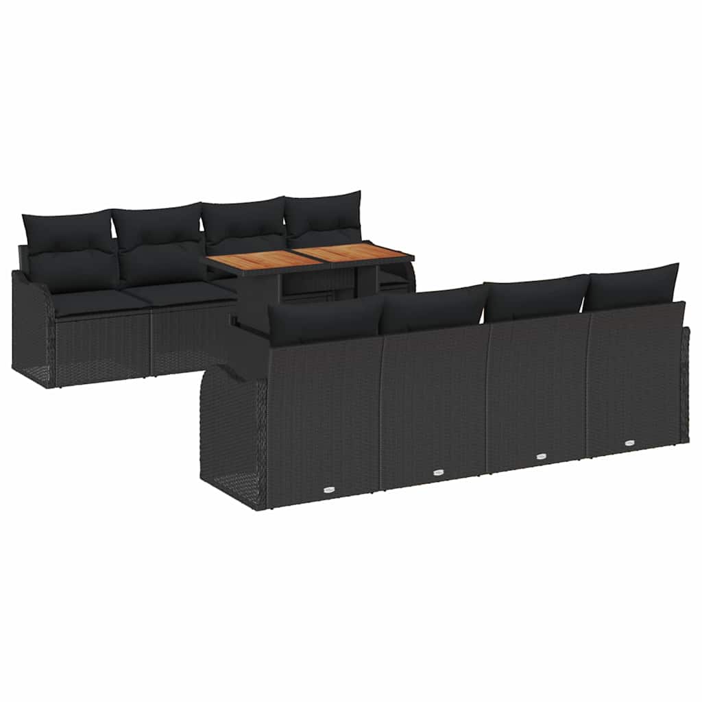 vidaXL Zestaw Sof na Ogród z przechowywaniem 9 pcs Czarny Polirattan