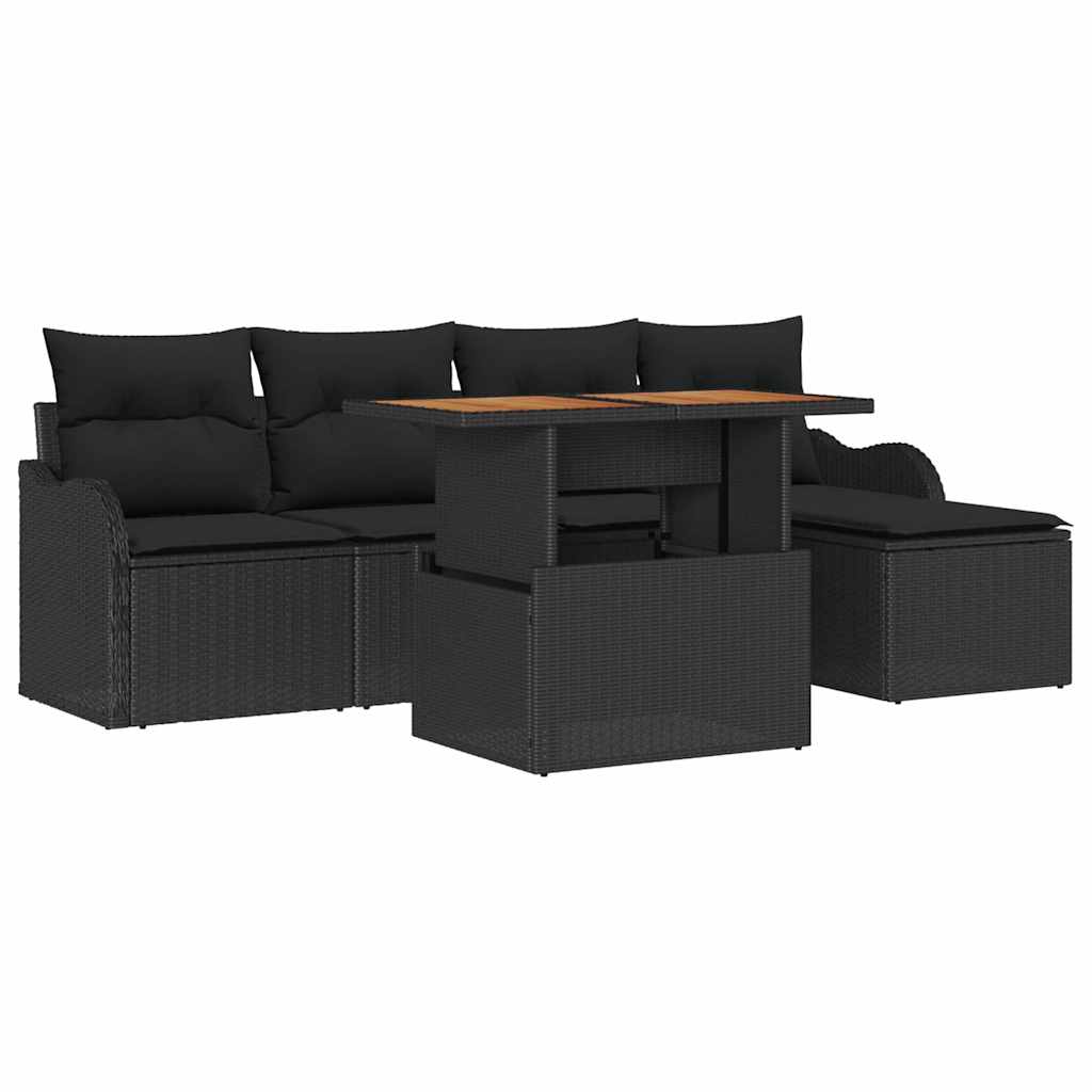 vidaXL Zestaw Sof na Ogród z przechowywaniem 6 pcs Czarny Polirattan