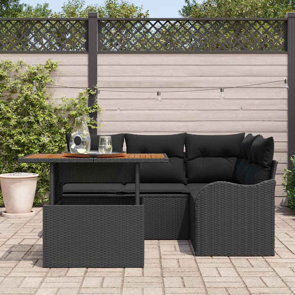 vidaXL Zestaw Sof na Ogród z przechowywaniem 5 pcs Czarny Polirattan