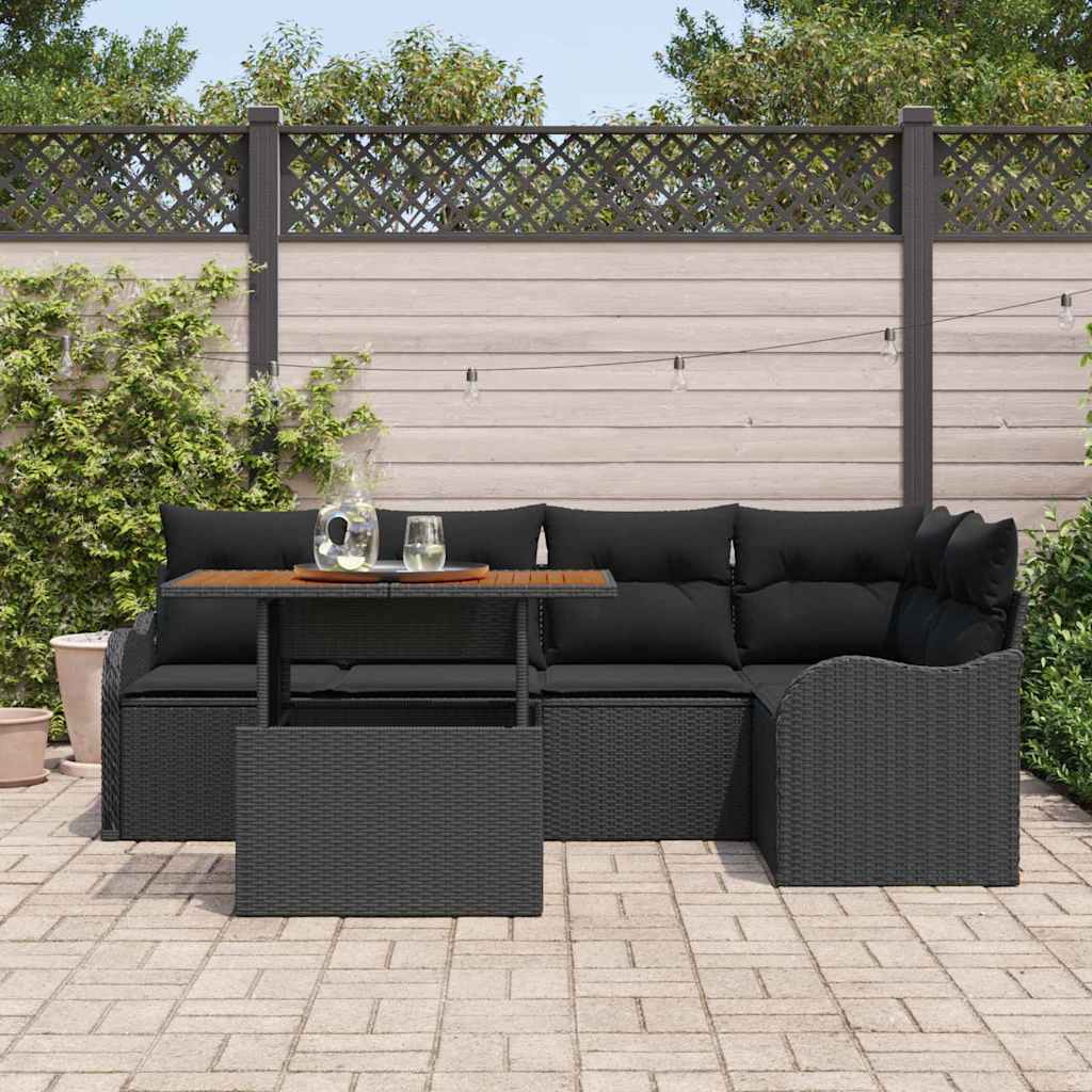 vidaXL Zestaw Sof na Ogród z przechowywaniem 6 pcs Czarny Polirattan