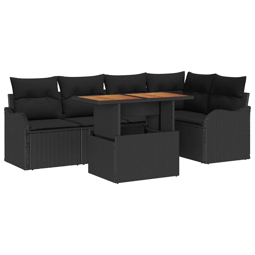 vidaXL Zestaw Sof na Ogród z przechowywaniem 6 pcs Czarny Polirattan