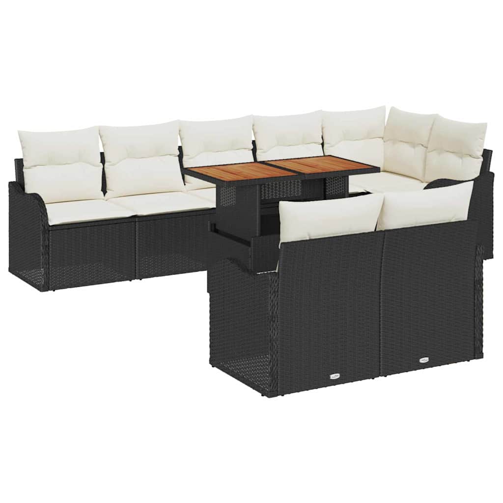 vidaXL Zestaw Sof na Ogród z przechowywaniem 9 pcs Czarny Polirattan