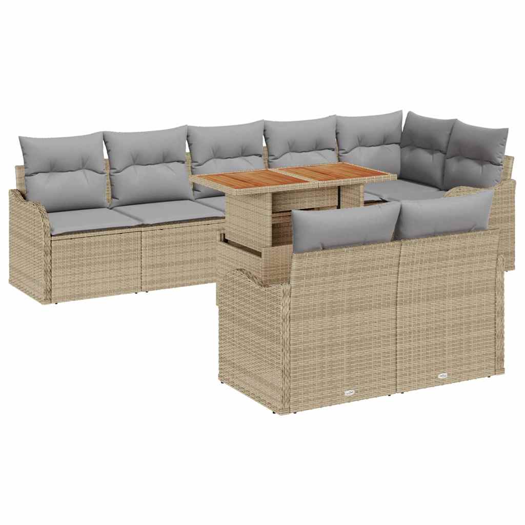 vidaXL Zestaw Sof na Ogród z przechowywaniem 9 pcs Beżowy Polirattan