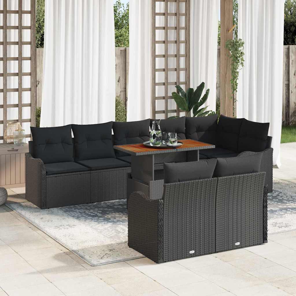 vidaXL Zestaw Sof na Ogród z przechowywaniem 9 pcs Czarny Polirattan