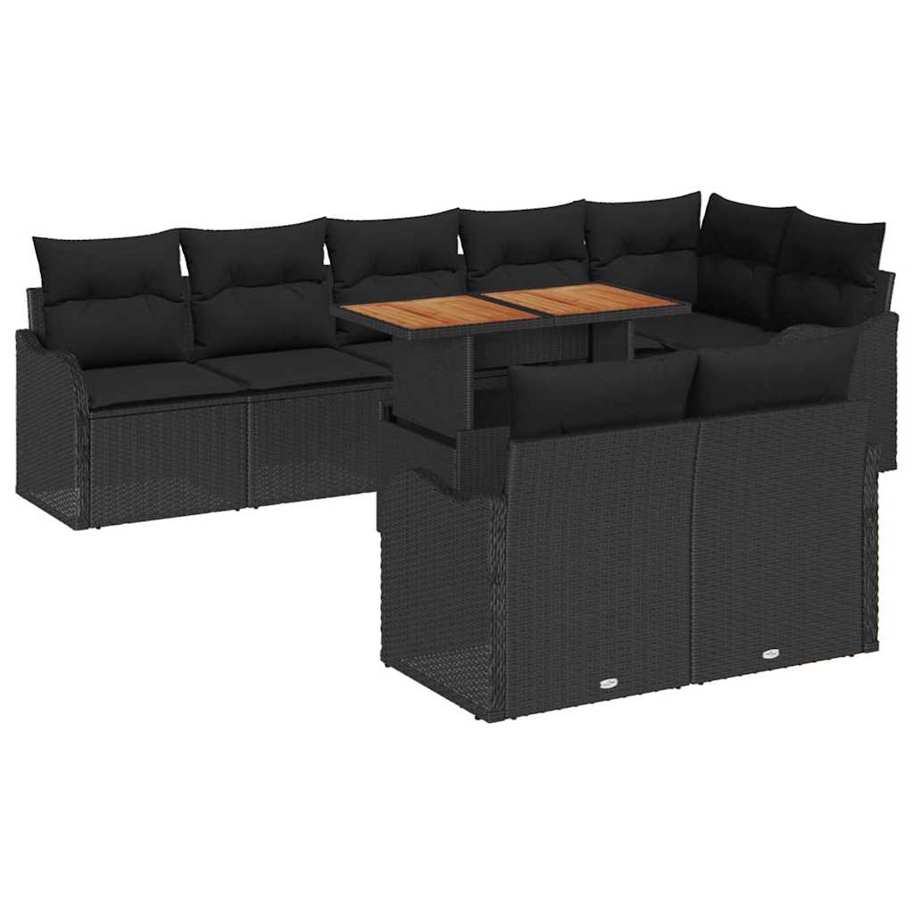 vidaXL Zestaw Sof na Ogród z przechowywaniem 9 pcs Czarny Polirattan
