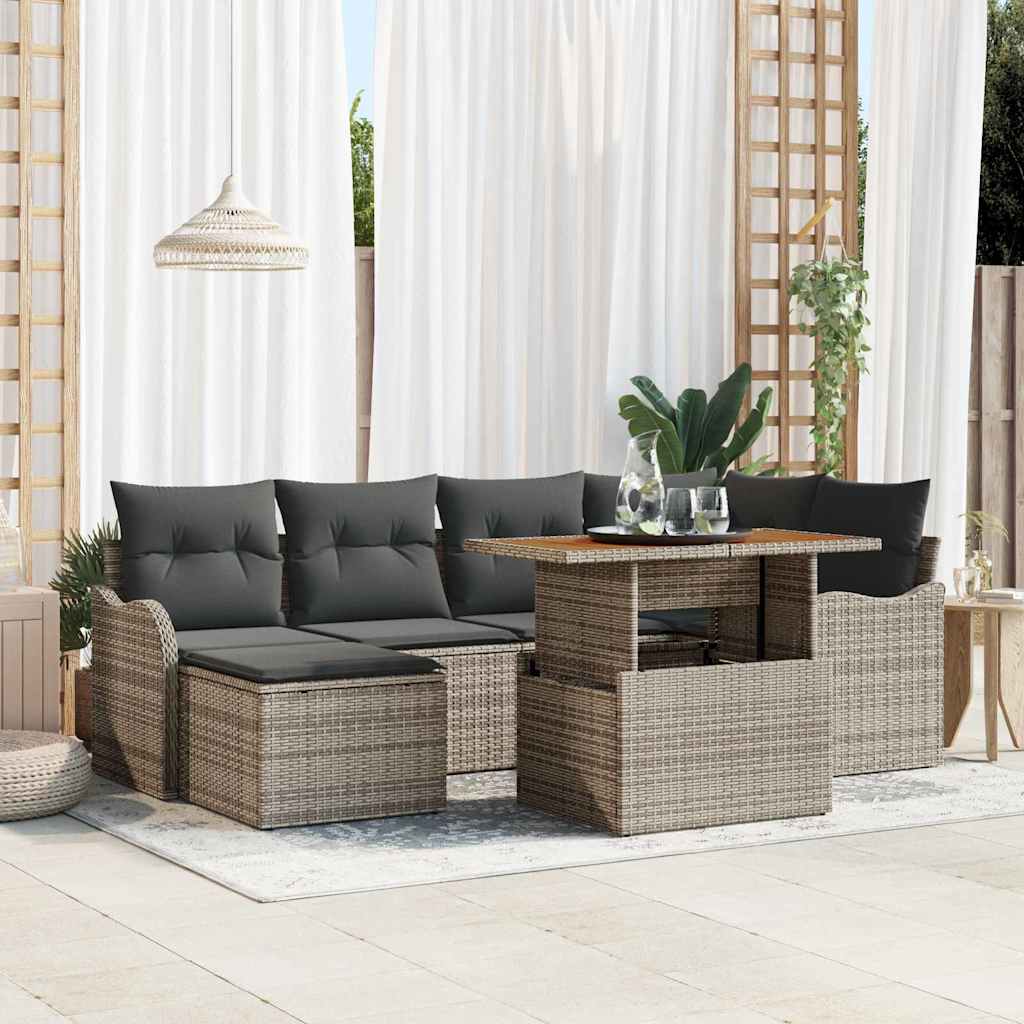 vidaXL Zestaw Sof na Ogród z przechowywaniem 7 pcs Szary Polirattan