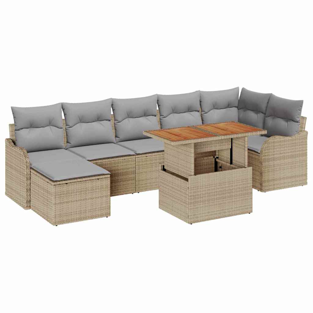 vidaXL Zestaw Sof na Ogród z przechowywaniem 8 pcs Beżowy Polirattan