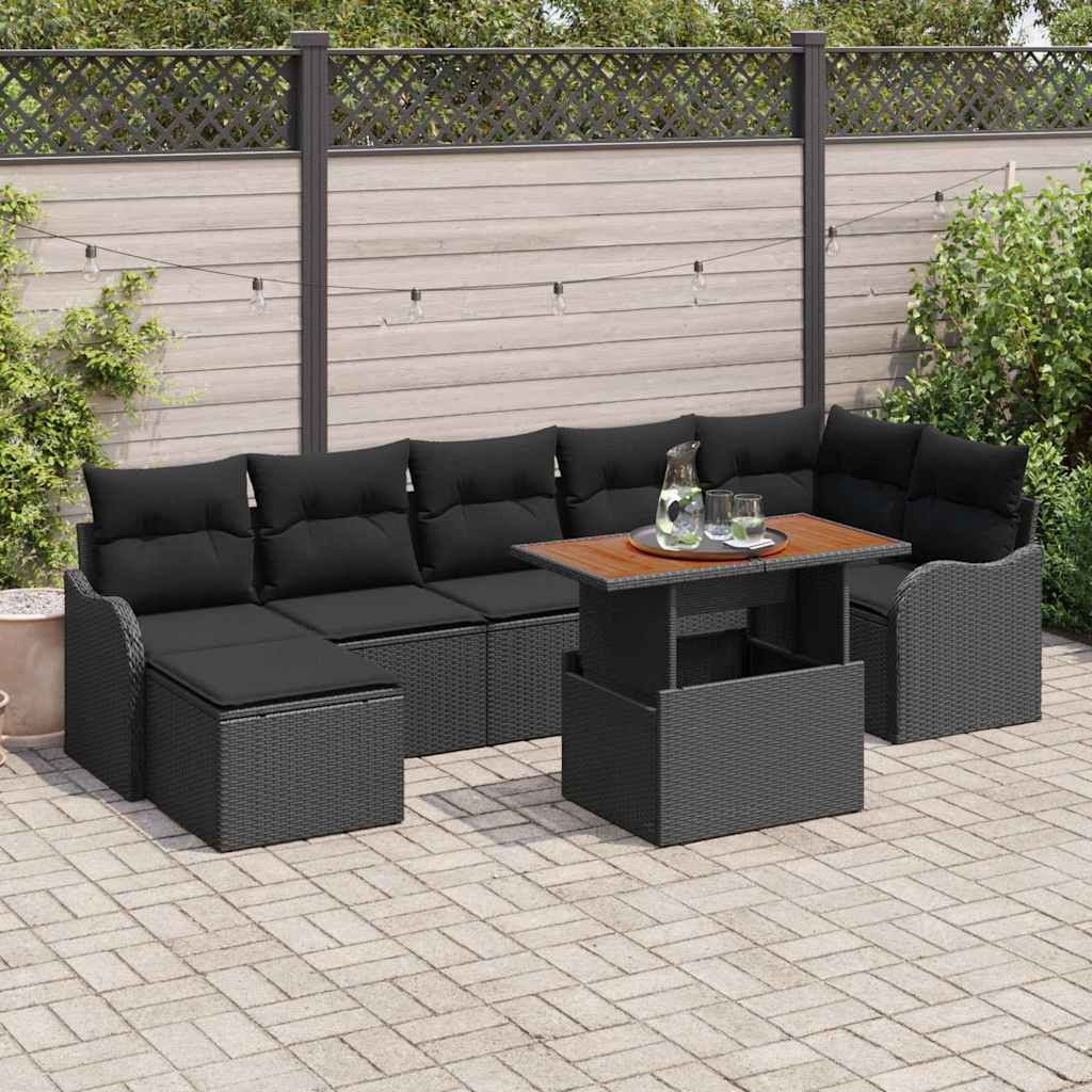 vidaXL Zestaw Sof na Ogród z przechowywaniem 8 pcs Czarny Polirattan