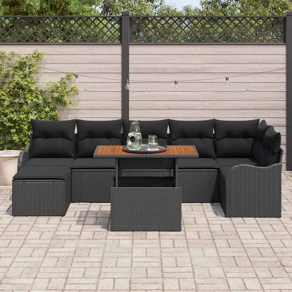 vidaXL Zestaw Sof na Ogród z przechowywaniem 8 pcs Czarny Polirattan