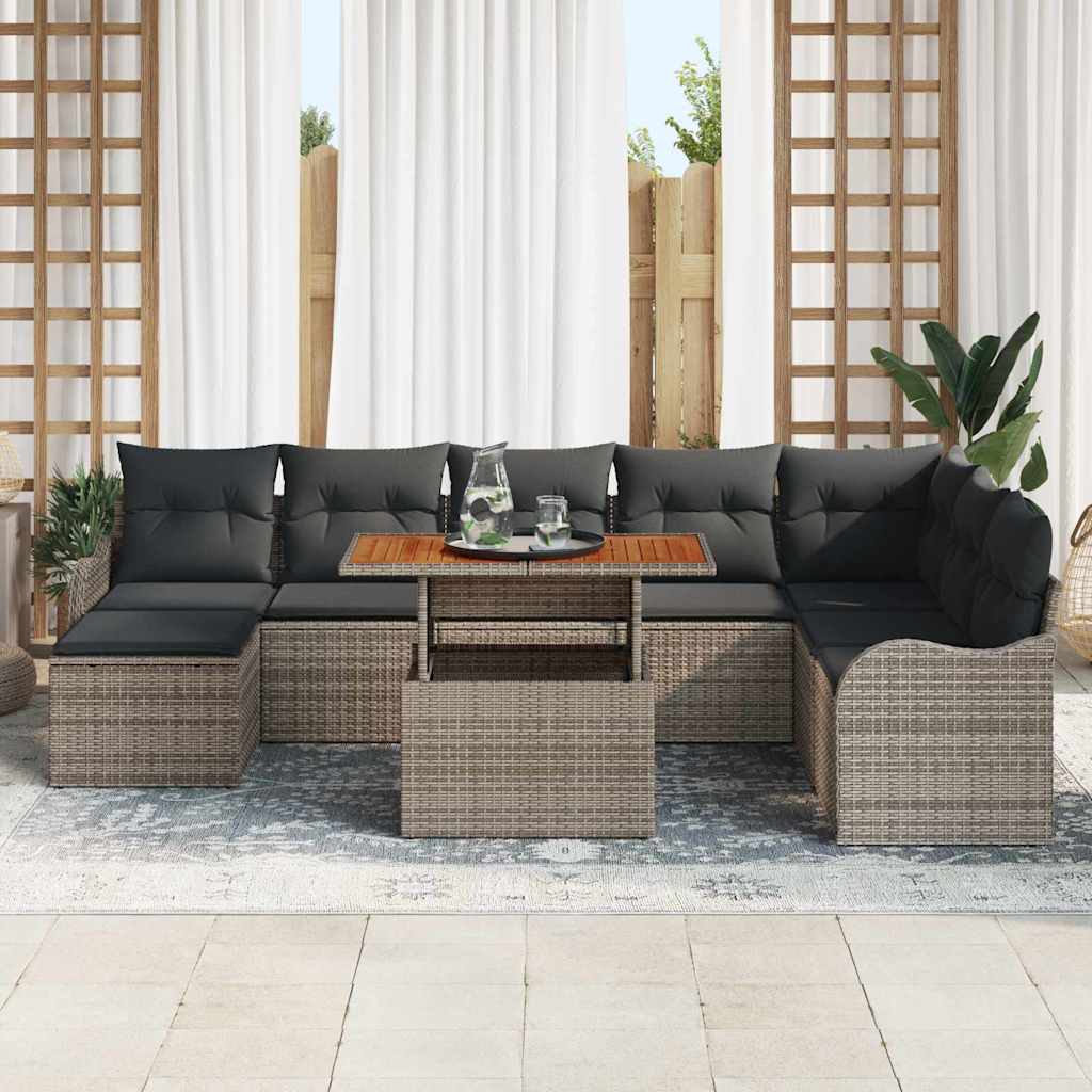 vidaXL Zestaw Sof na Ogród z przechowywaniem 9 pcs Szary Polirattan