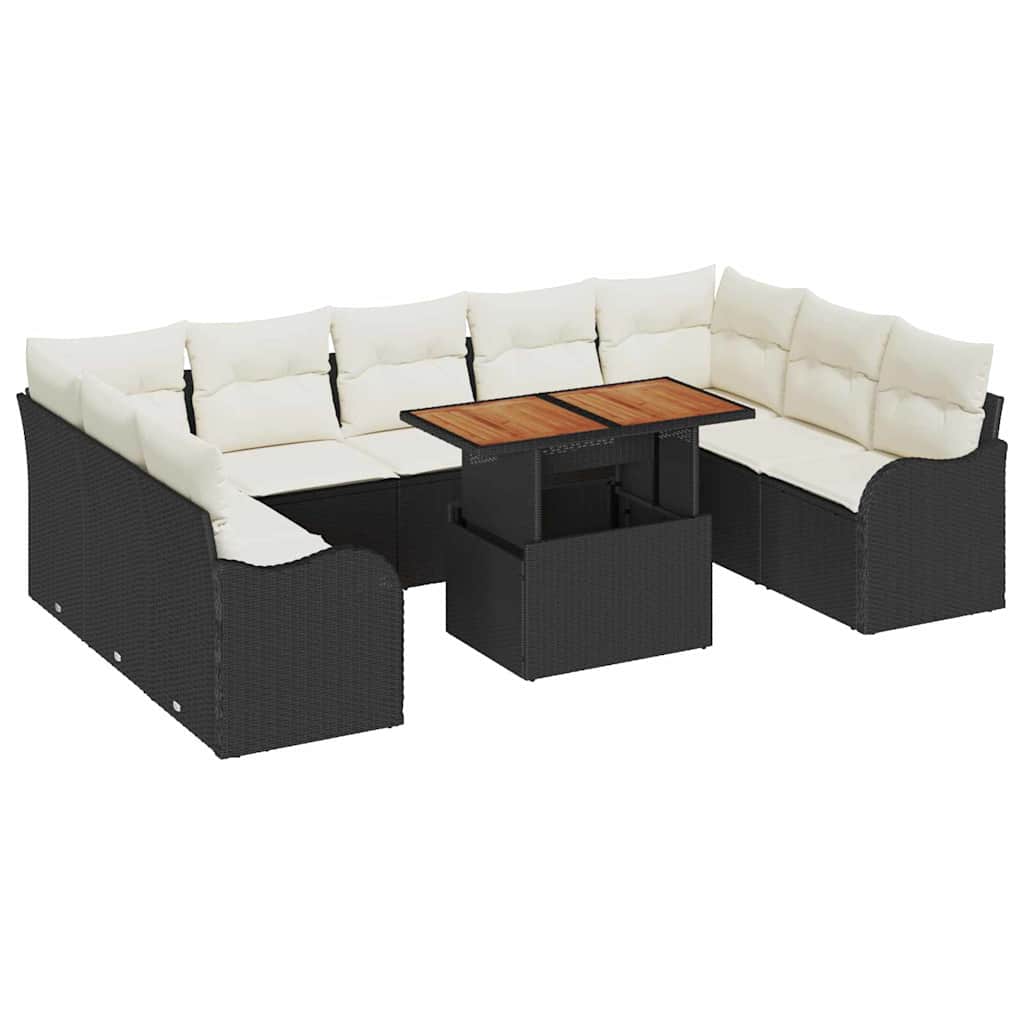vidaXL Zestaw Sof na Ogród z przechowywaniem 10 pcs Czarny Polirattan