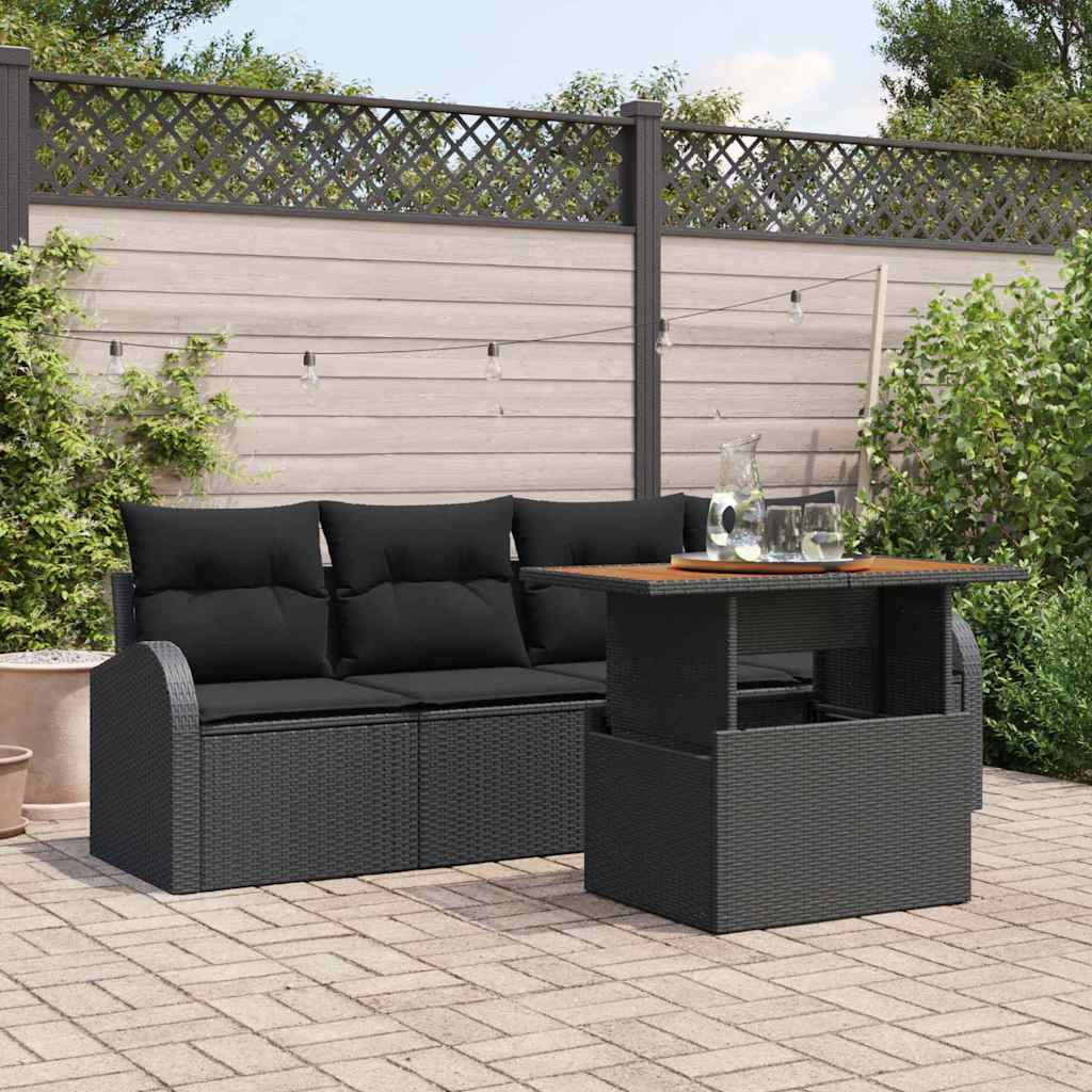 vidaXL Zestaw Sof na Ogród z przechowywaniem 5 pcs Czarny Polirattan