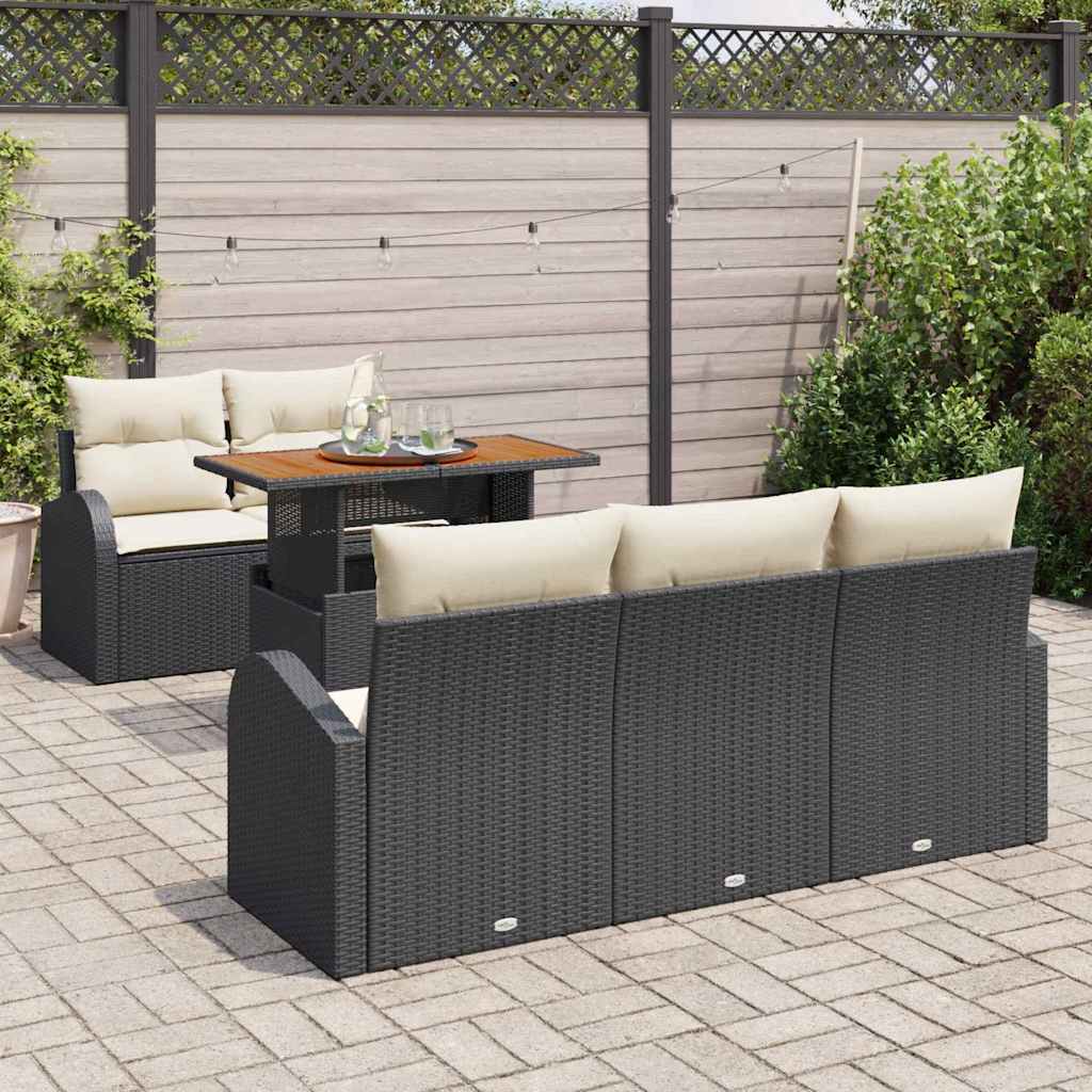 vidaXL Zestaw Sof na Ogród z przechowywaniem 6 pcs Czarny Polirattan