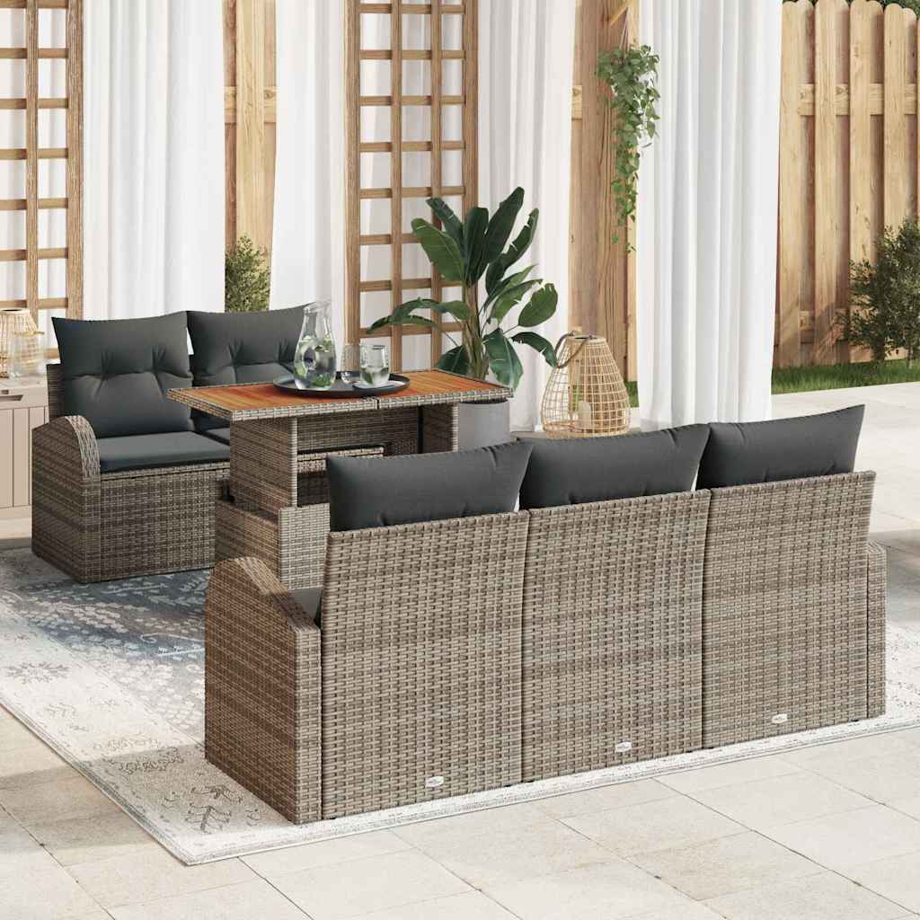 vidaXL Zestaw Sof na Ogród z przechowywaniem 6 pcs Szary Polirattan